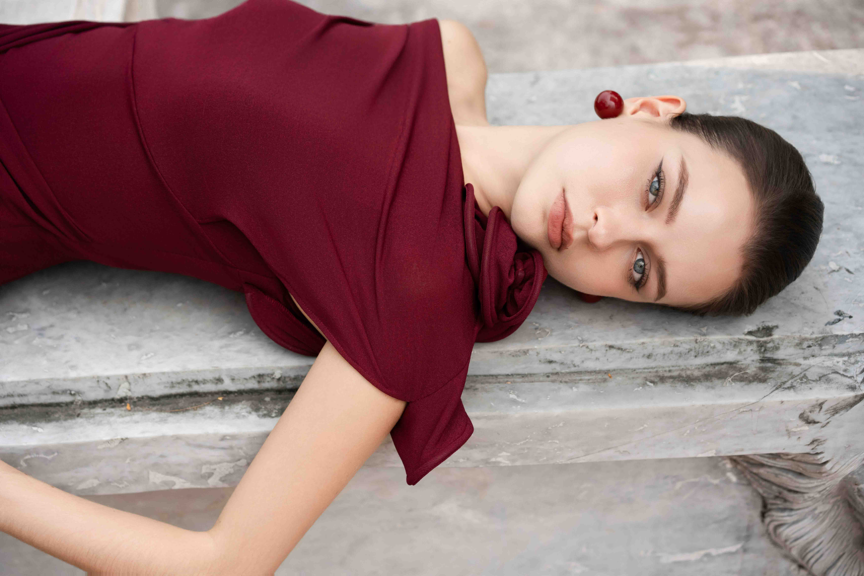 Orchid Drape Gown in Red