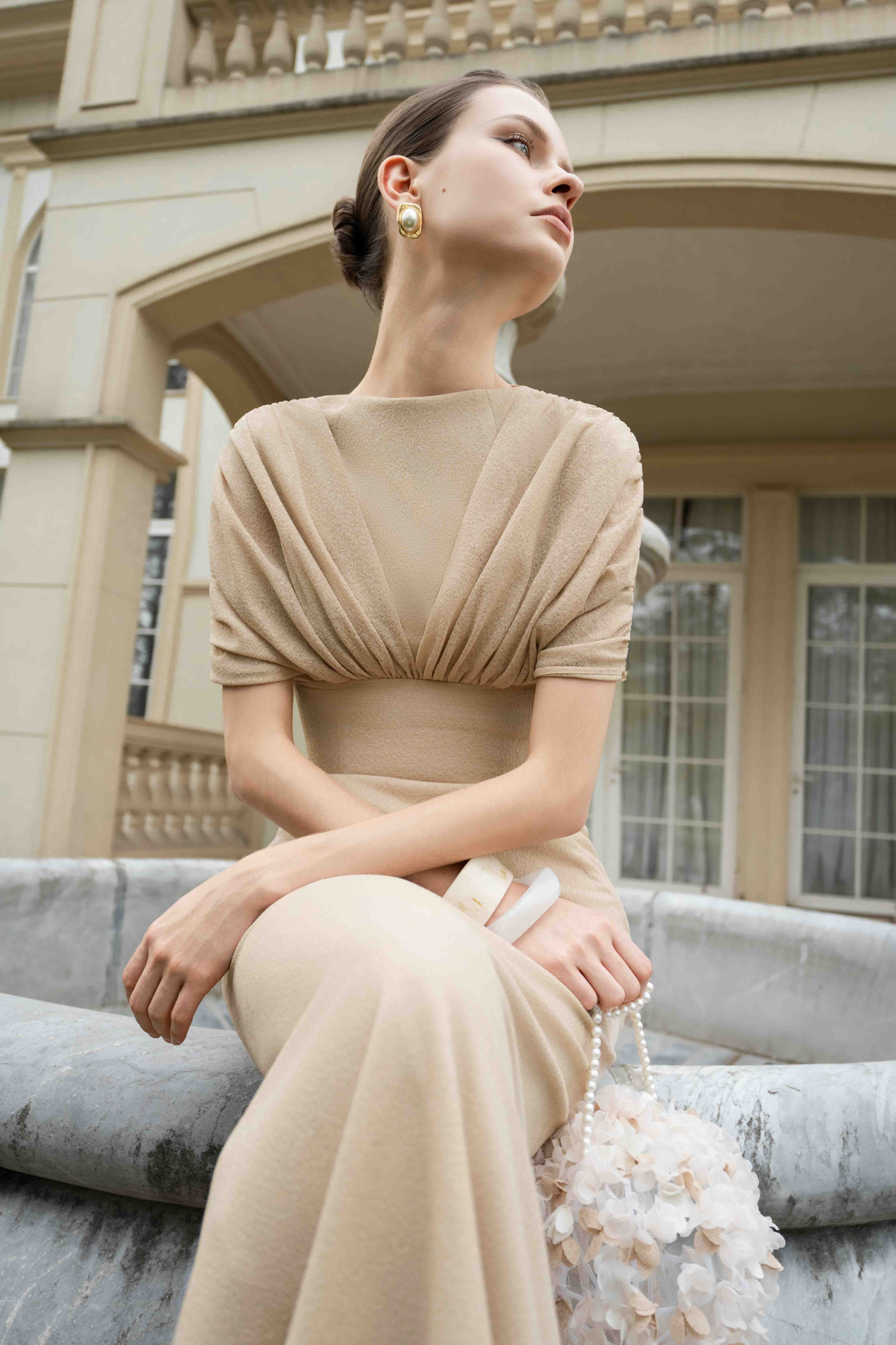 Nocturne Monochrome Gown in Bleached Sand