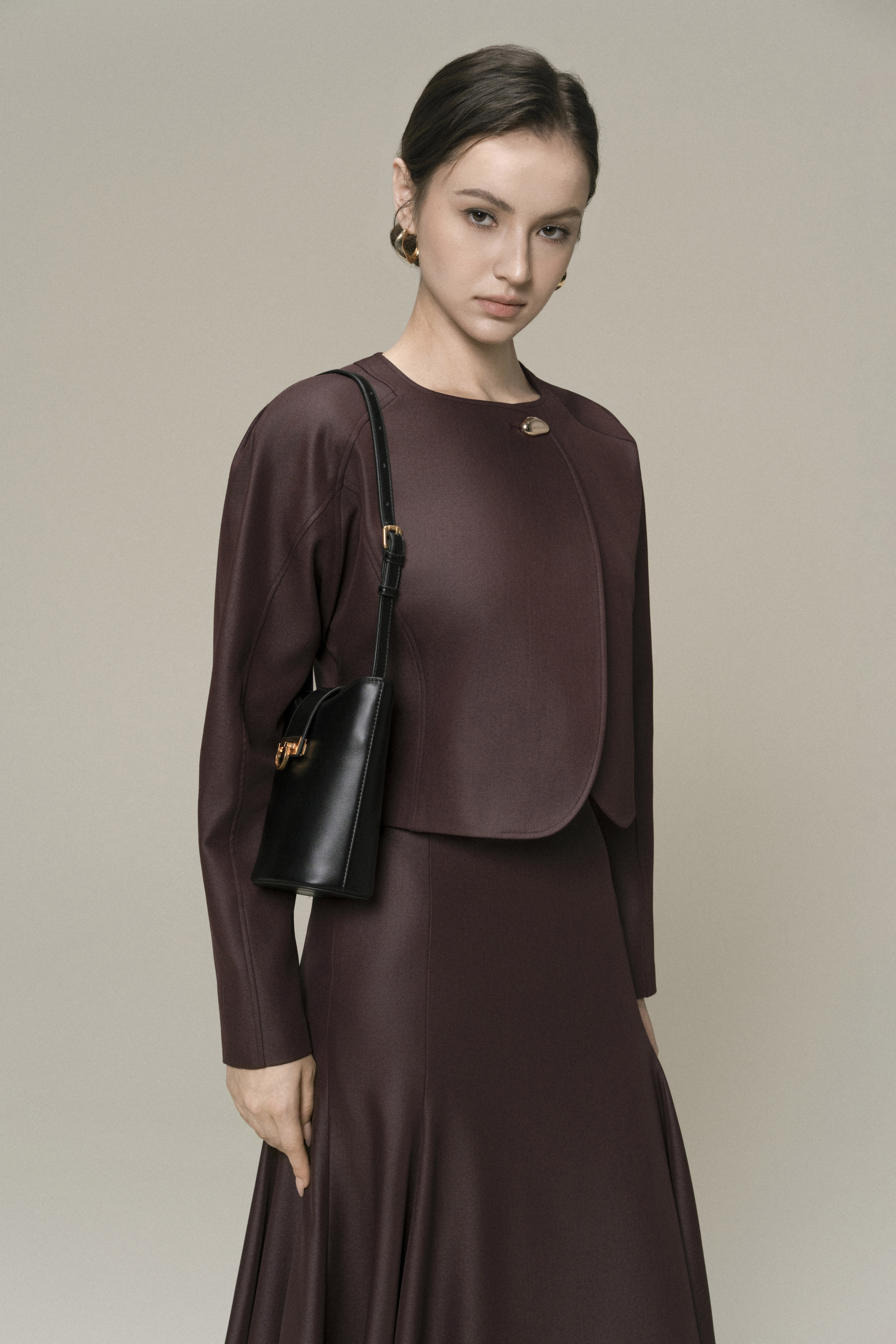 Solstice Cropped Jacket in Chicory Coffee