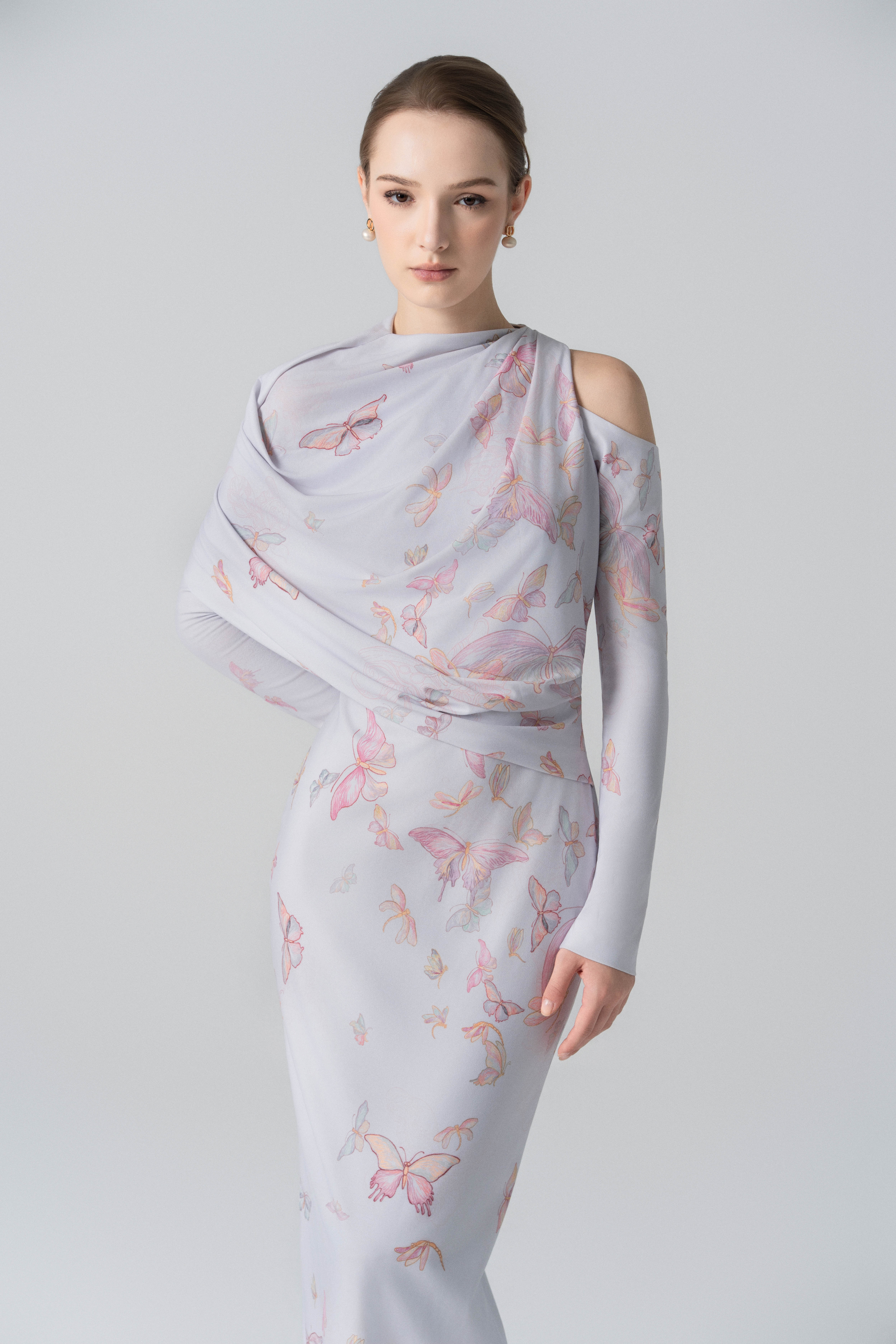 Misty Lilac Negligee Pencil Dress