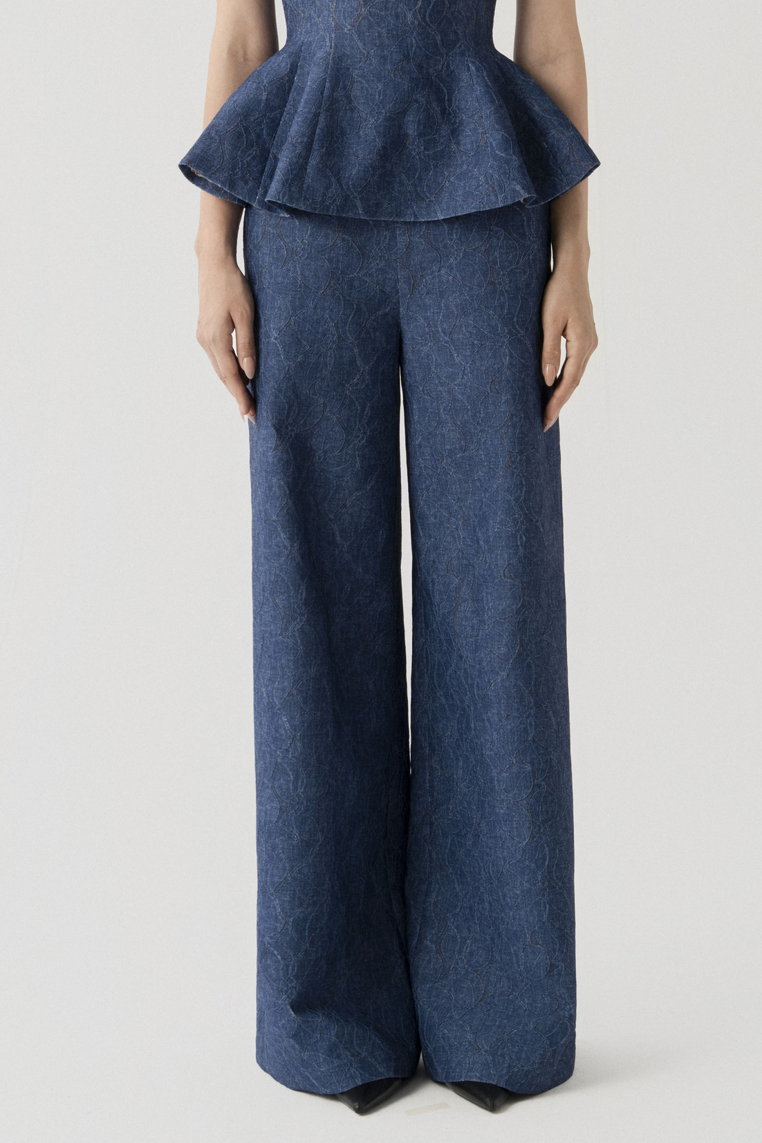 Floral Denim Basic Trousers