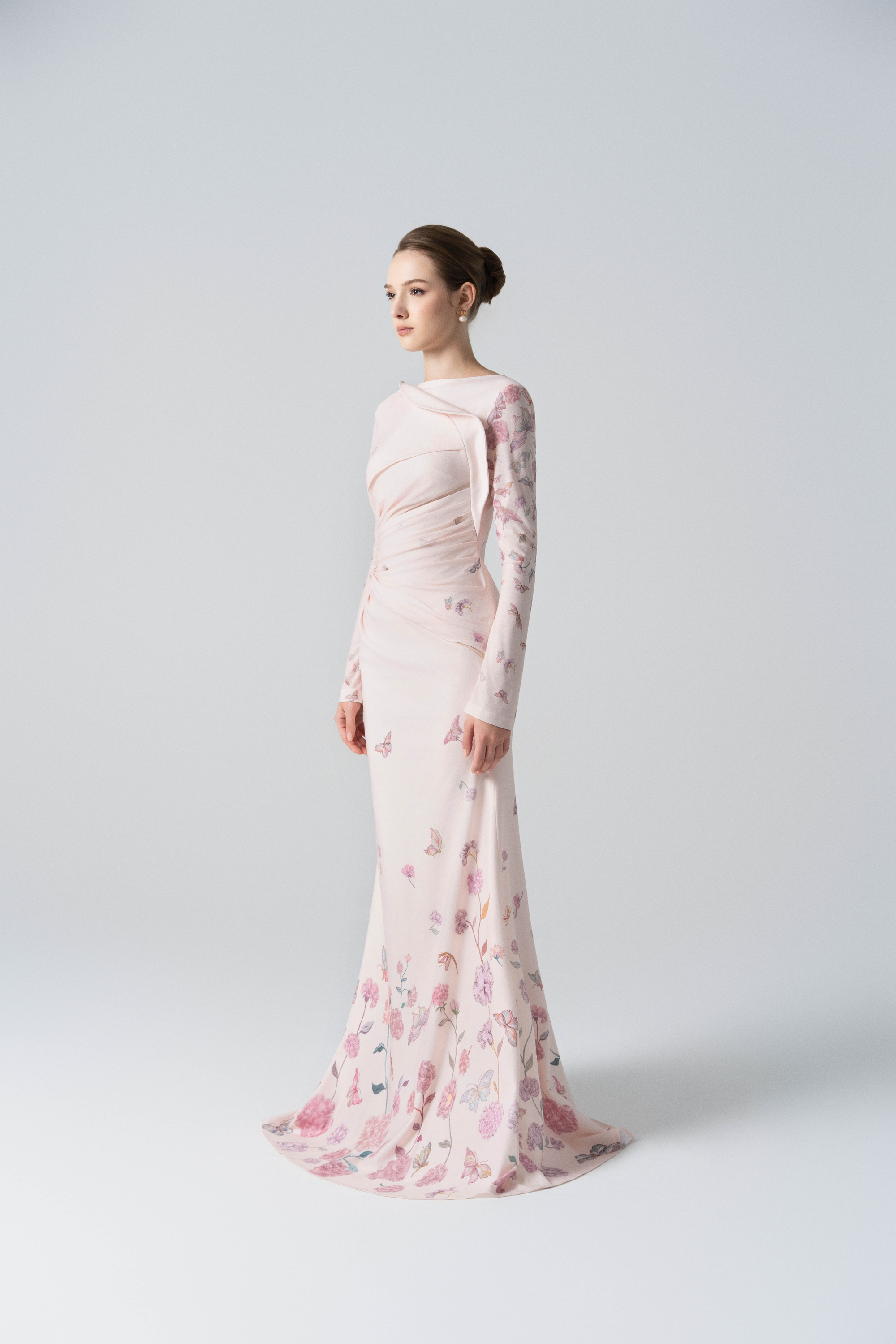 Morning Mist Fishtail Dress in Angel Wing