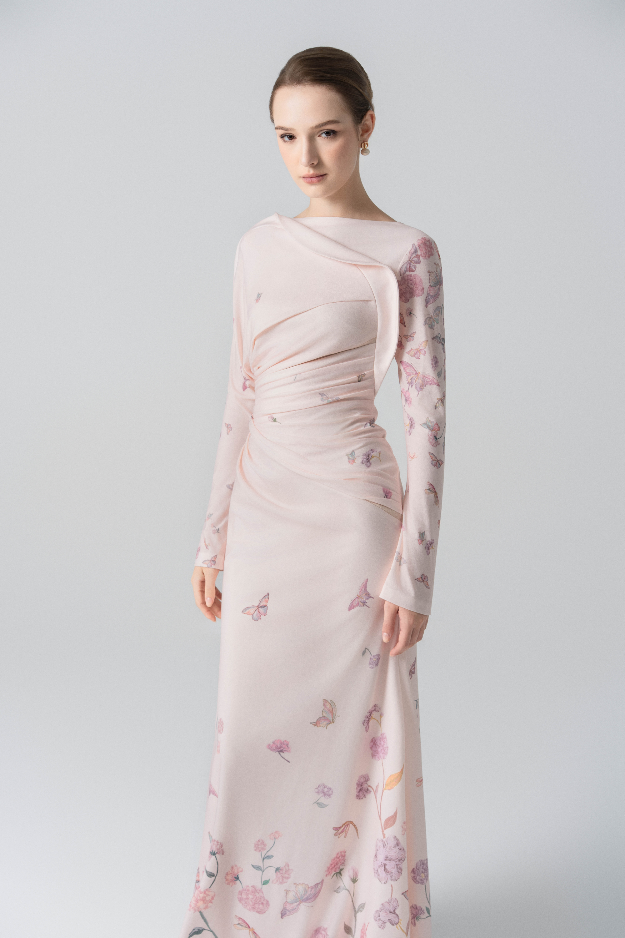 Morning Mist Fishtail Dress in Angel Wing