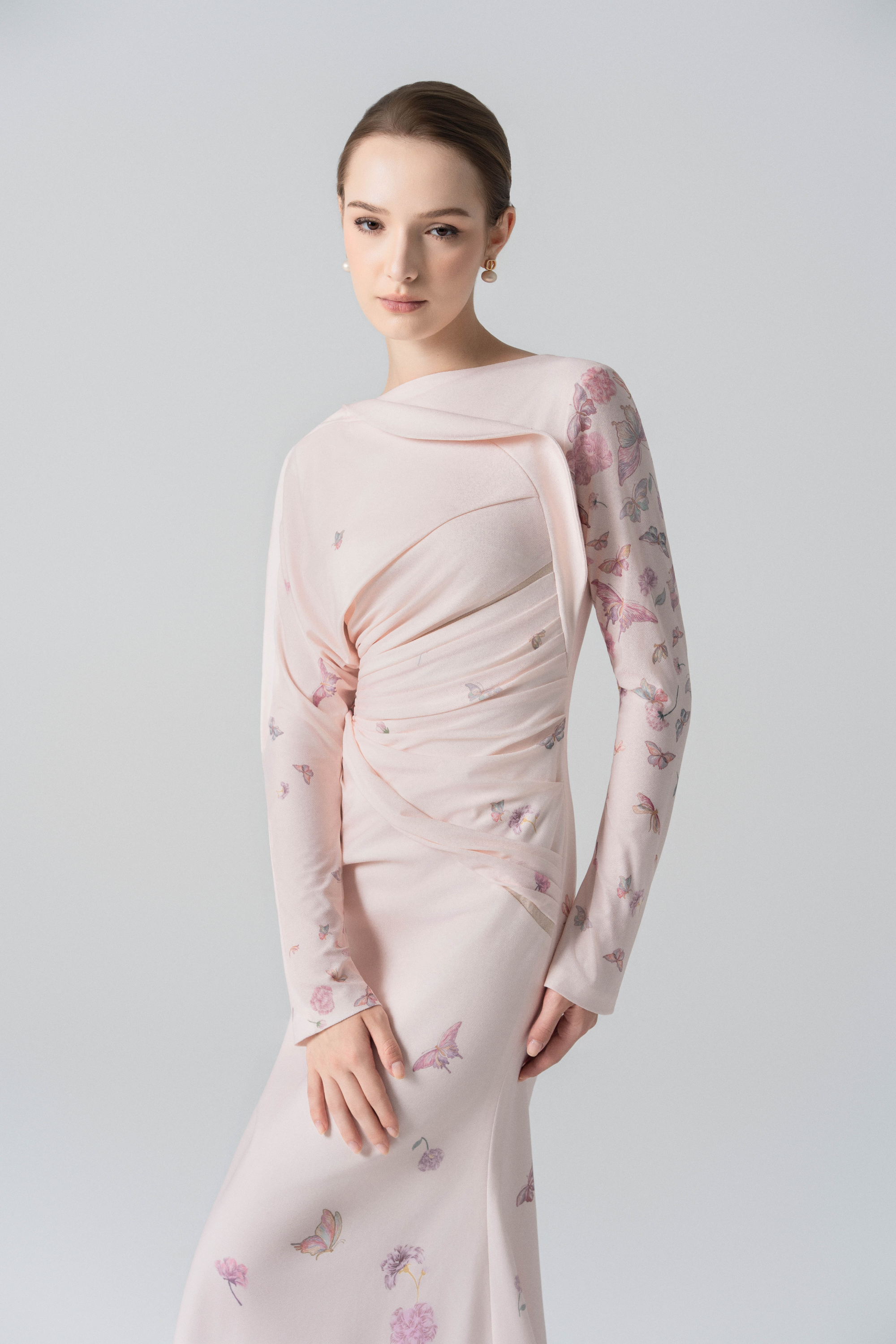 Morning Mist Fishtail Dress in Angel Wing