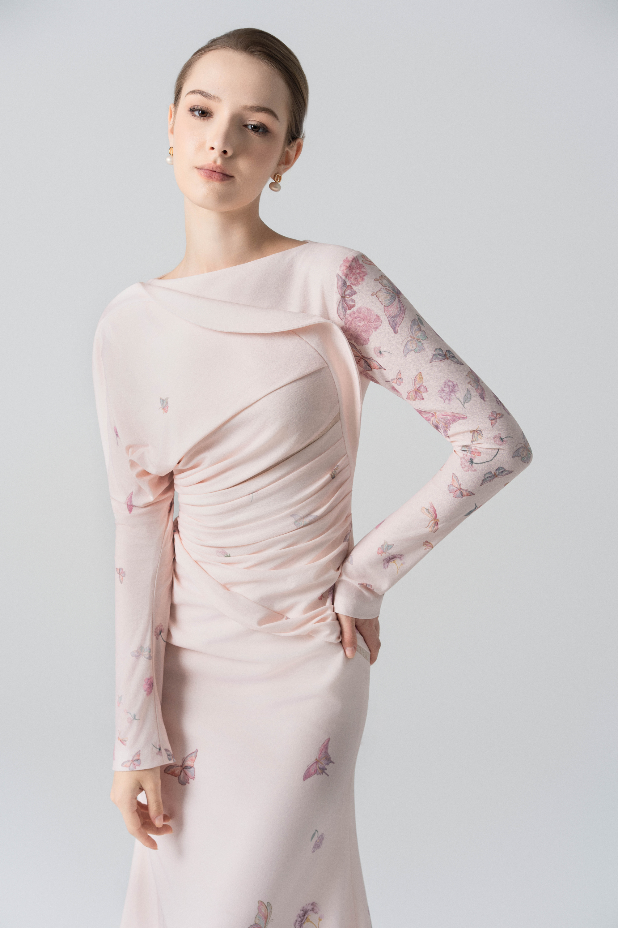 Morning Mist Fishtail Dress in Angel Wing