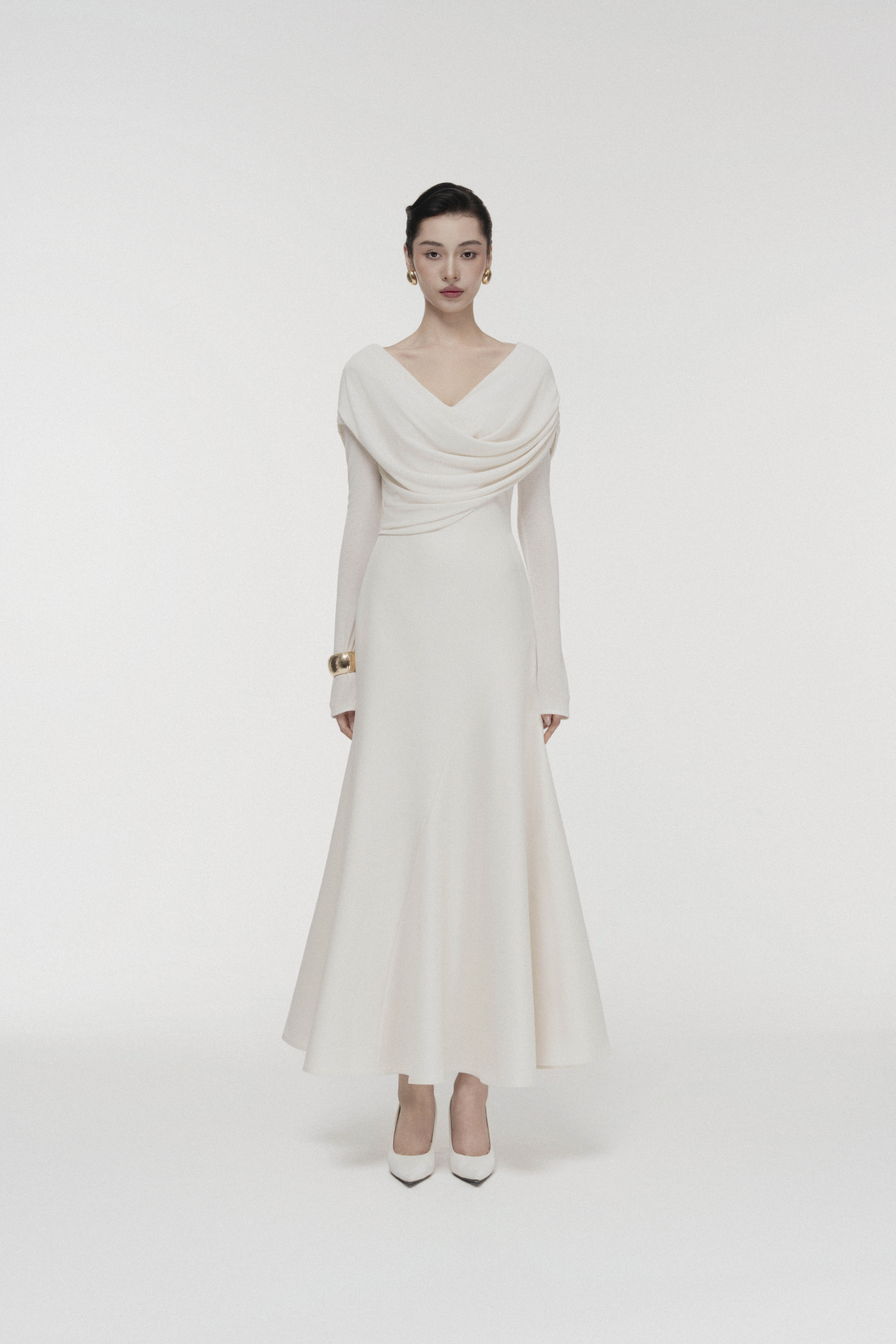 Soft-Drape Mermaid Dress in Cream