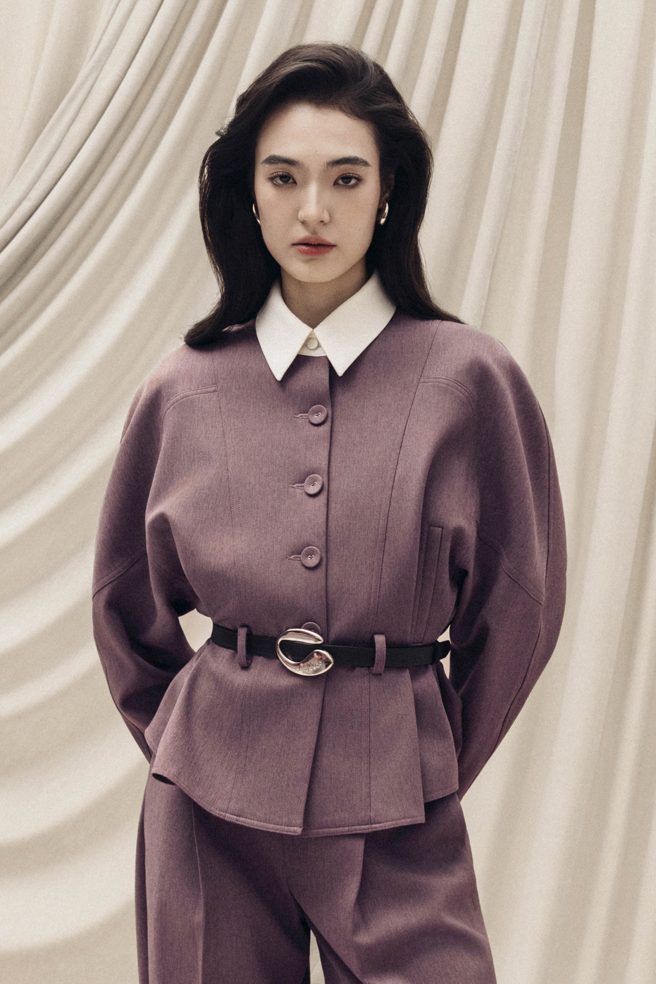 Quilted Structure Short Jacket in Rose Taupe