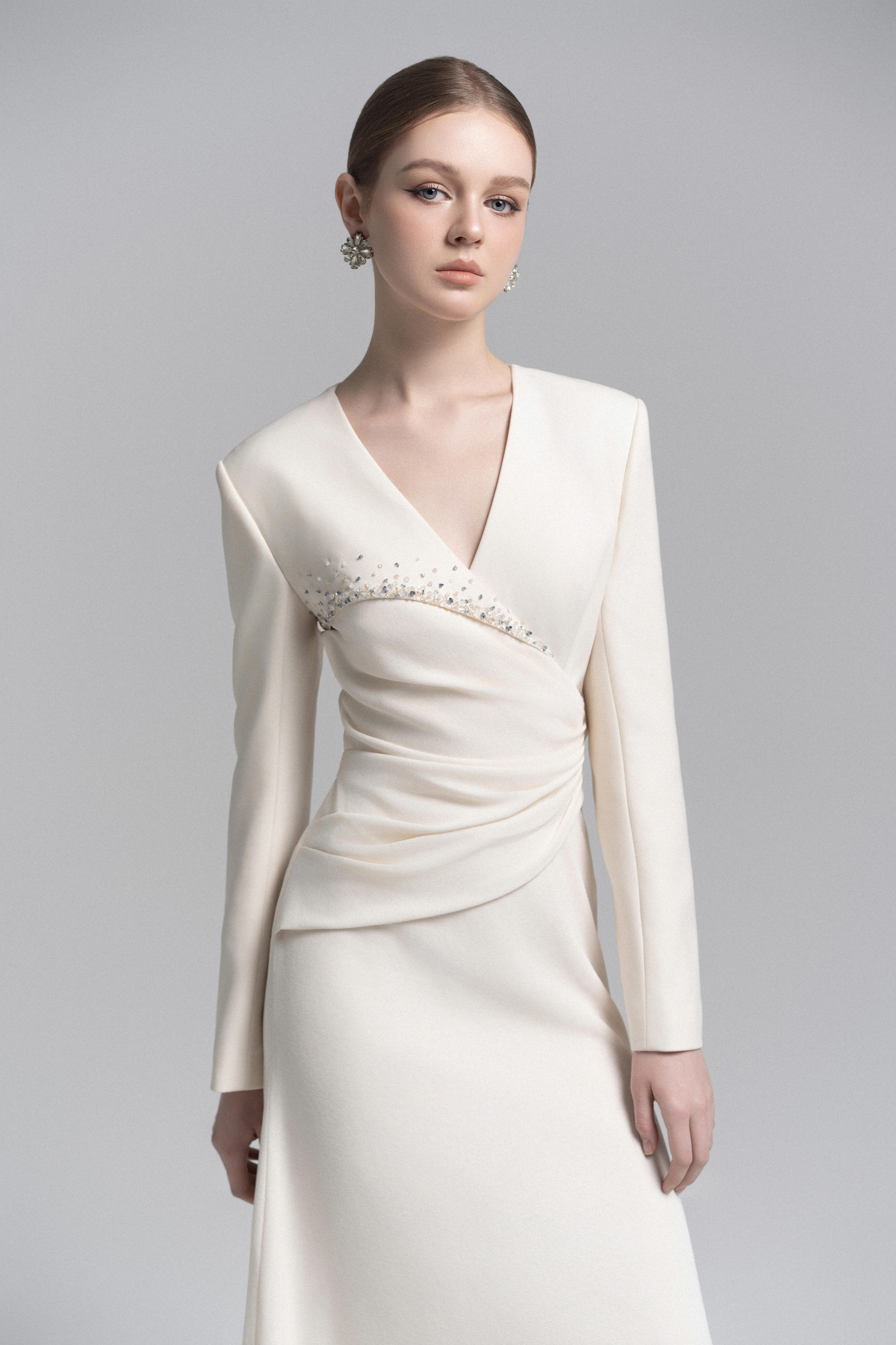 Asymmetrical Lapel Crystal Blazer Dress