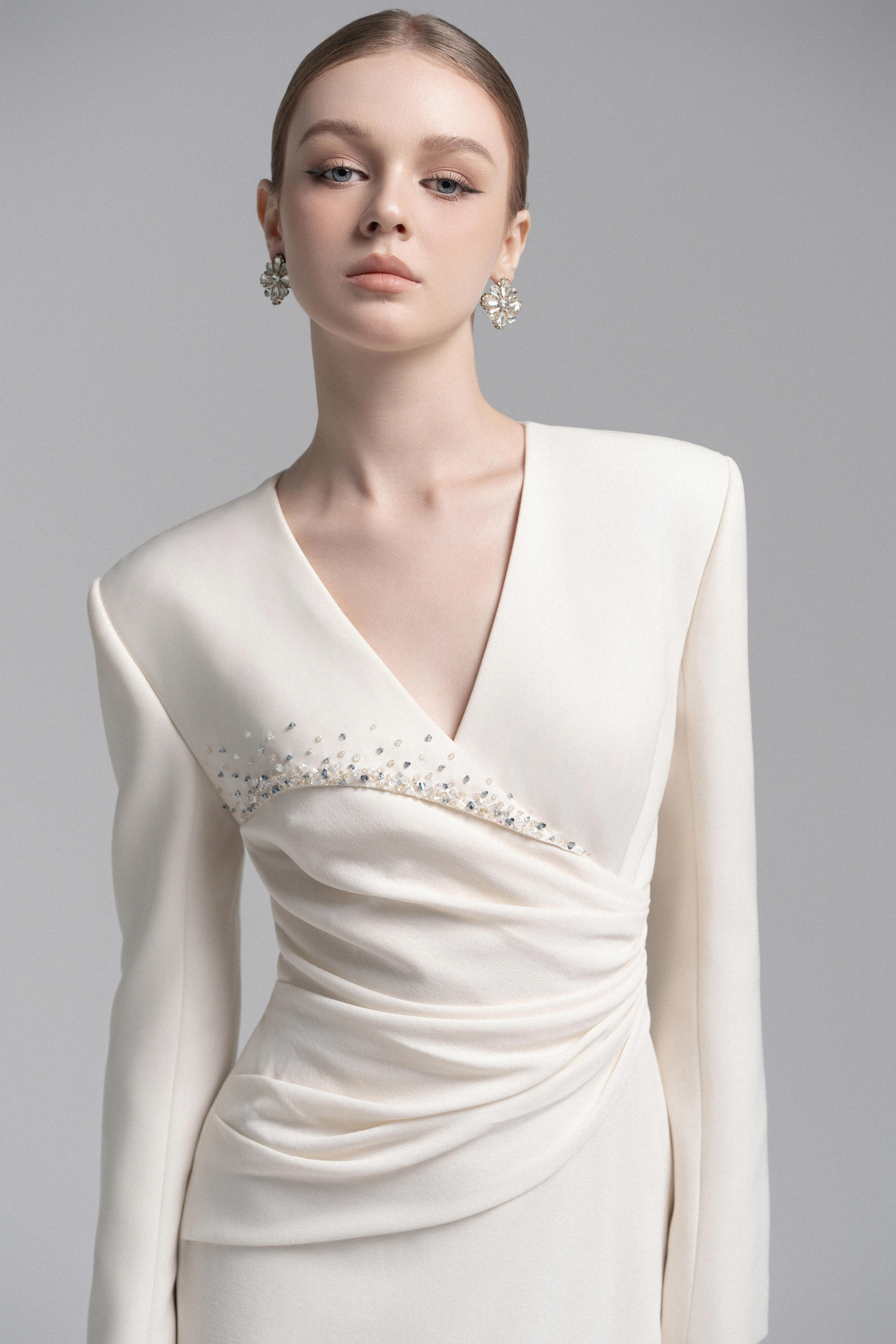 Asymmetrical Lapel Crystal Blazer Dress