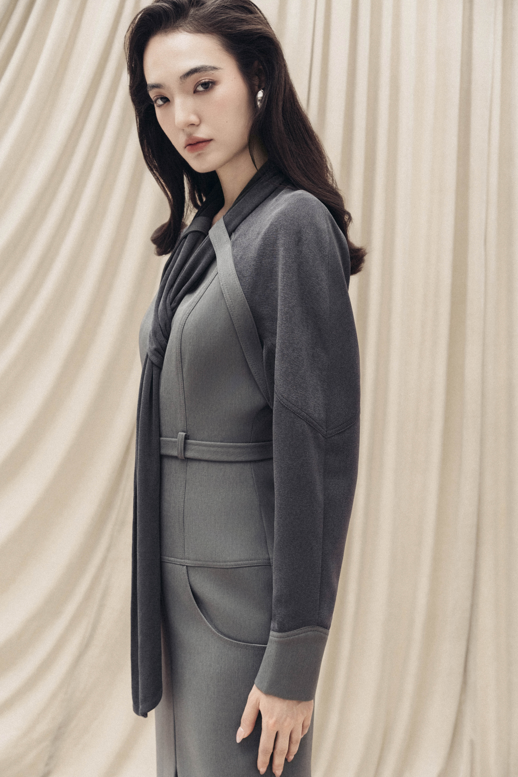 Contour Scarf-Neck Pencil Dress