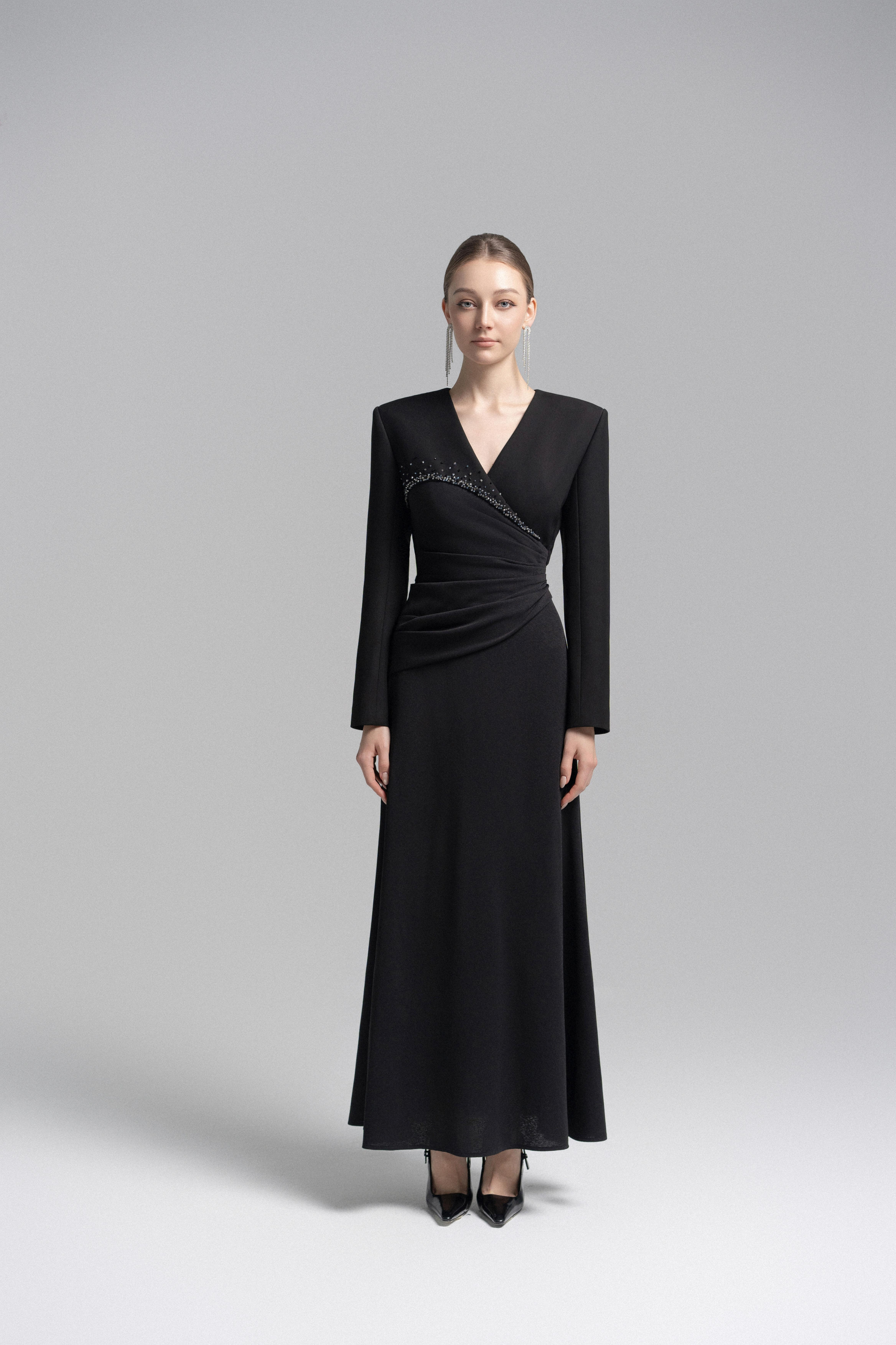 Asymmetrical Lapel Crystal Blazer Dress