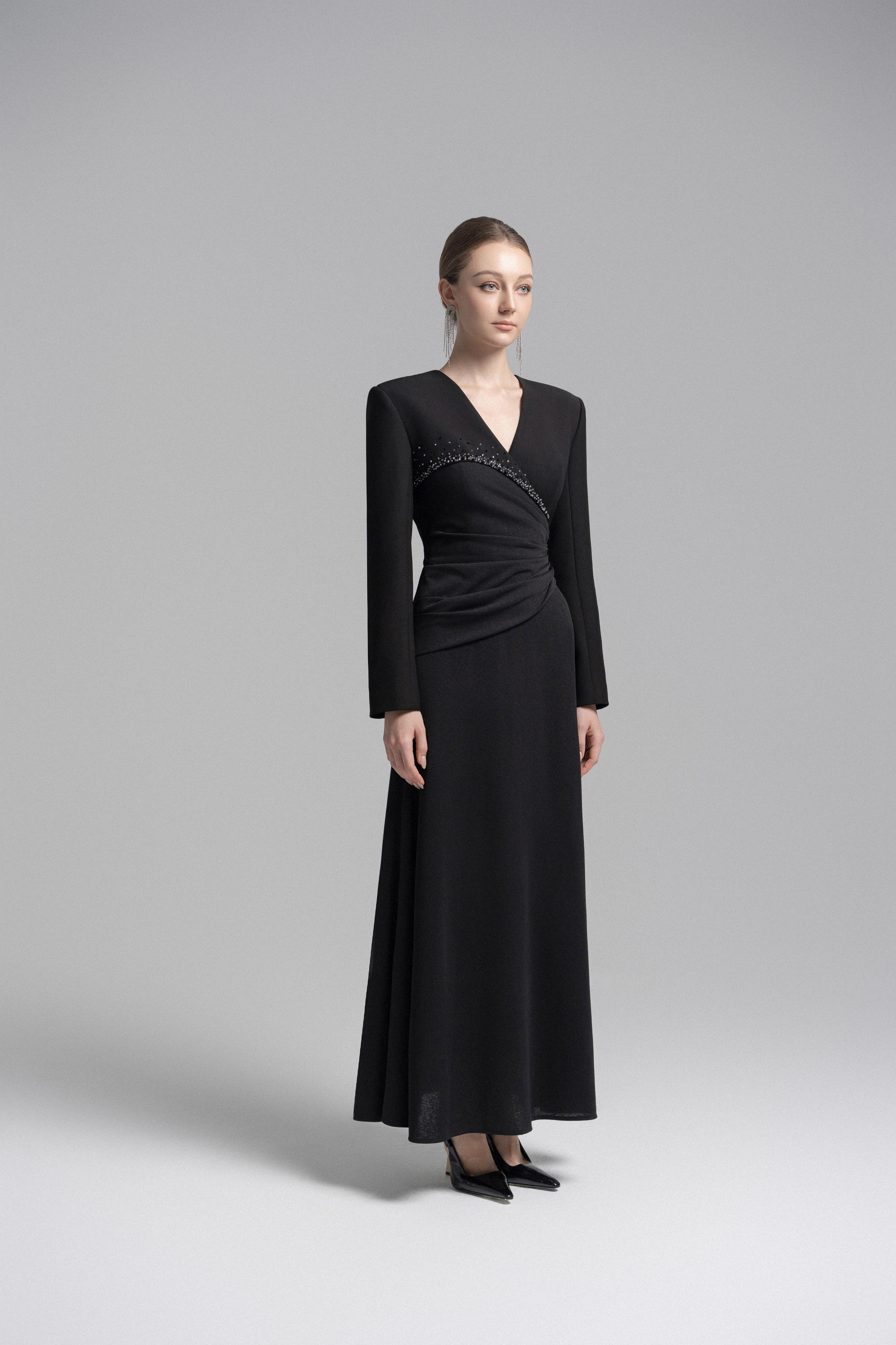 Asymmetrical Lapel Crystal Blazer Dress