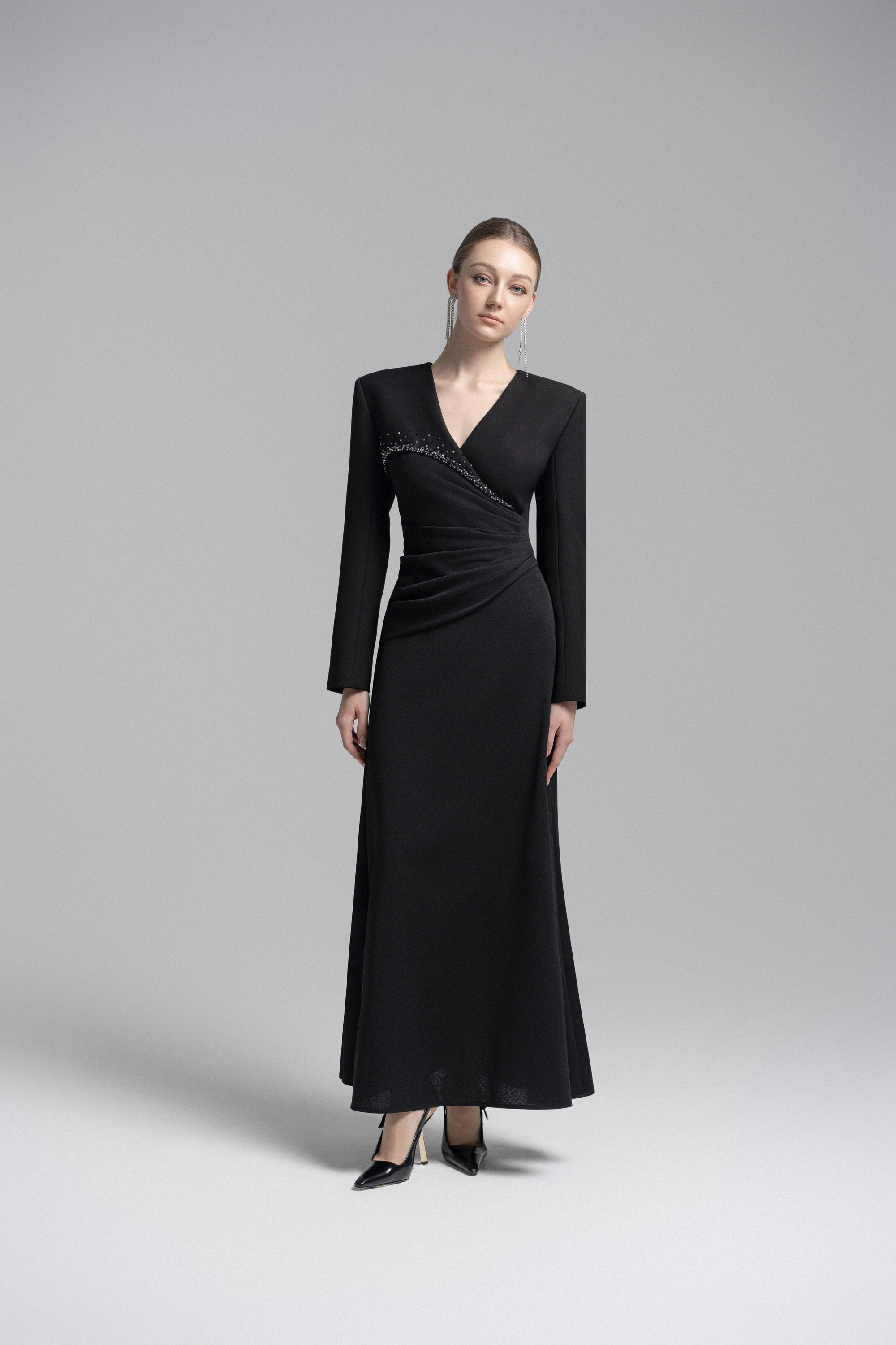 Asymmetrical Lapel Crystal Blazer Dress