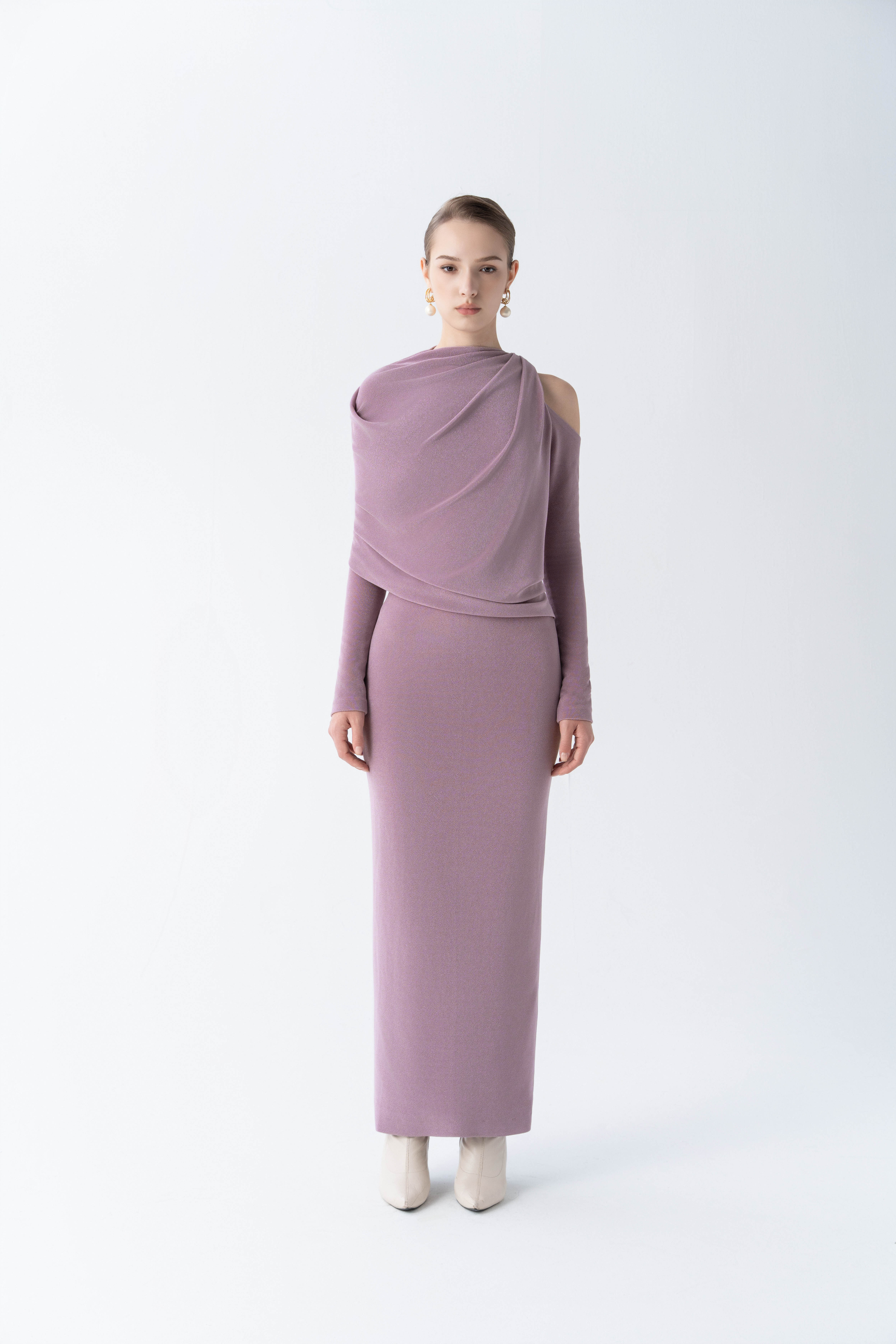 Asymmetry Whisper Midi Dress