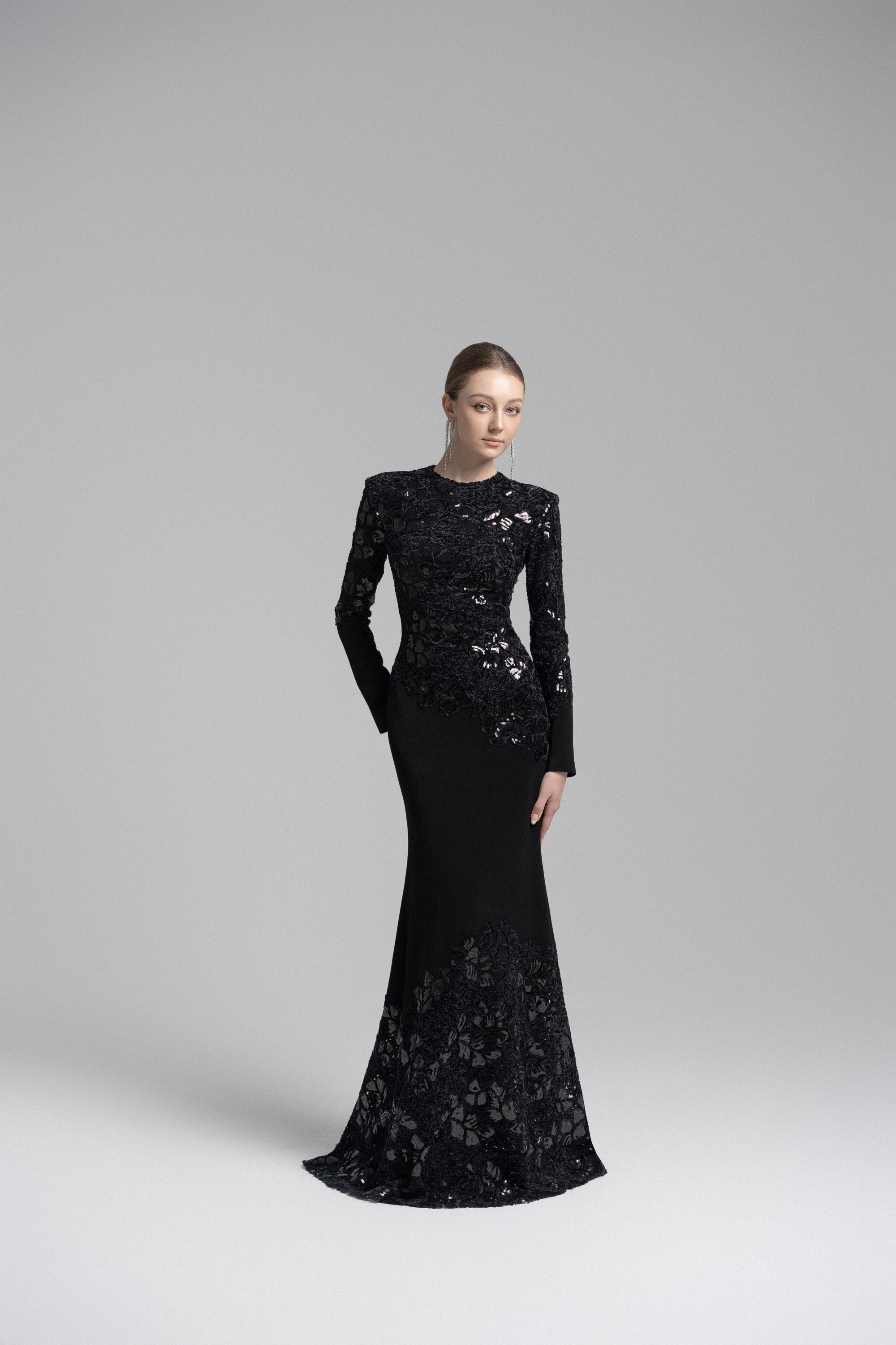 Black Celeste Lace Dress VL1003