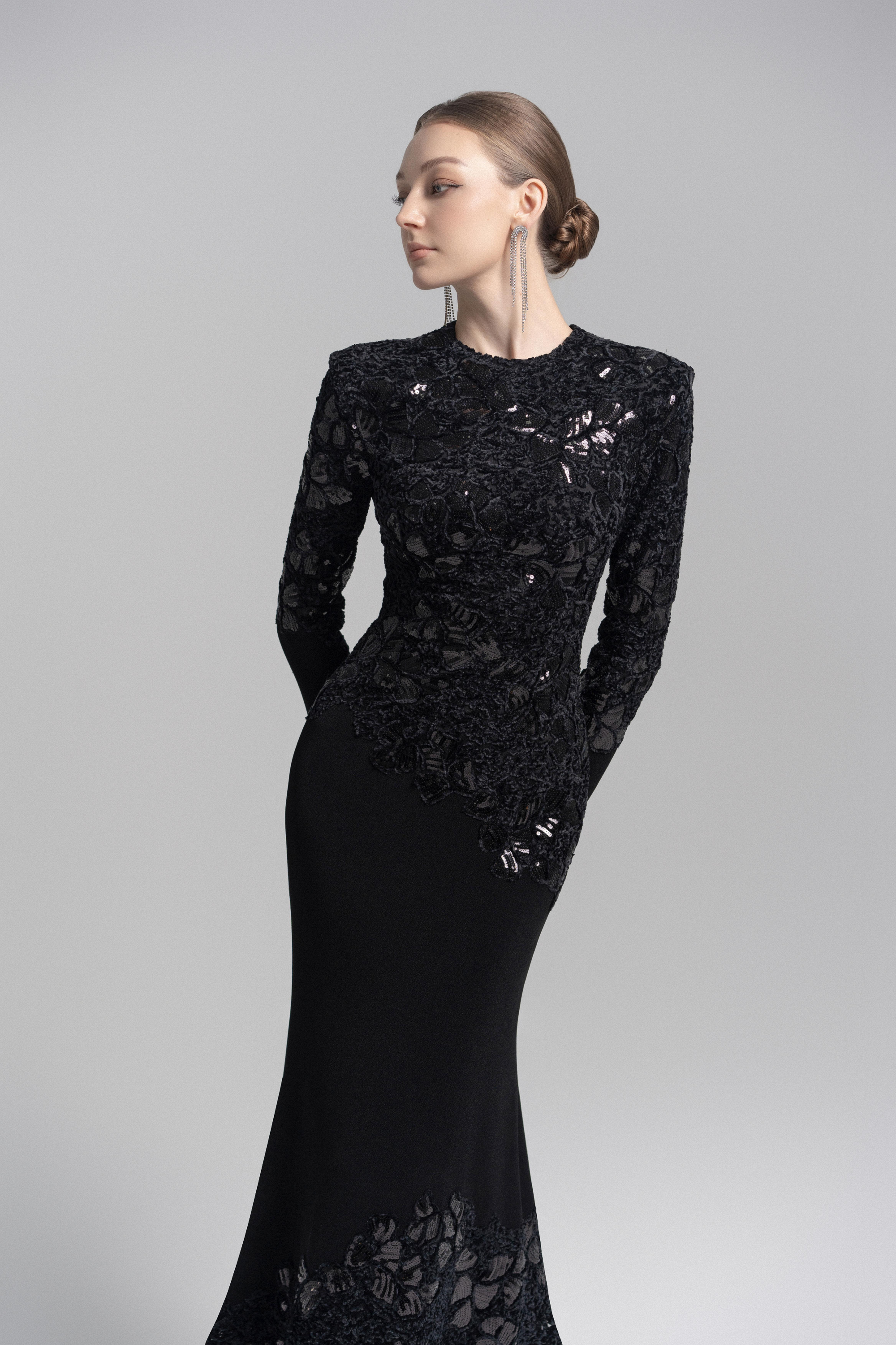 Black Celeste Lace Dress VL1003