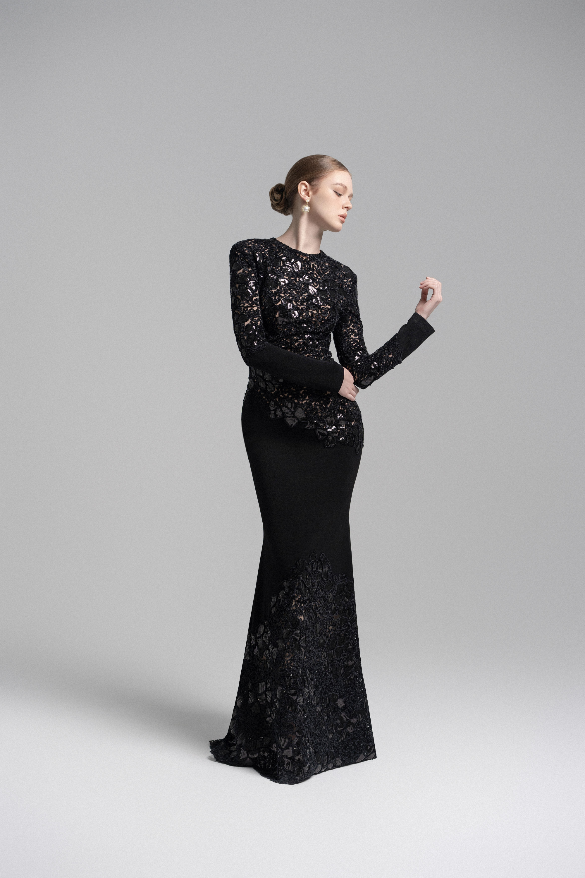 Black Celeste Lace Dress VL1003