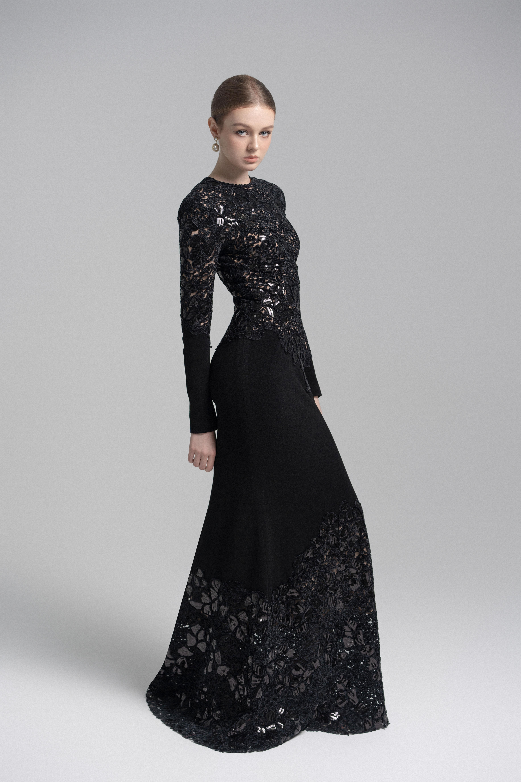Black Celeste Lace Dress VL1003