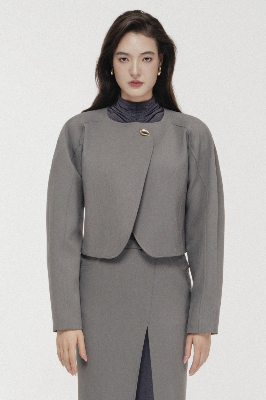 Solstice Cropped Jacket in Monument