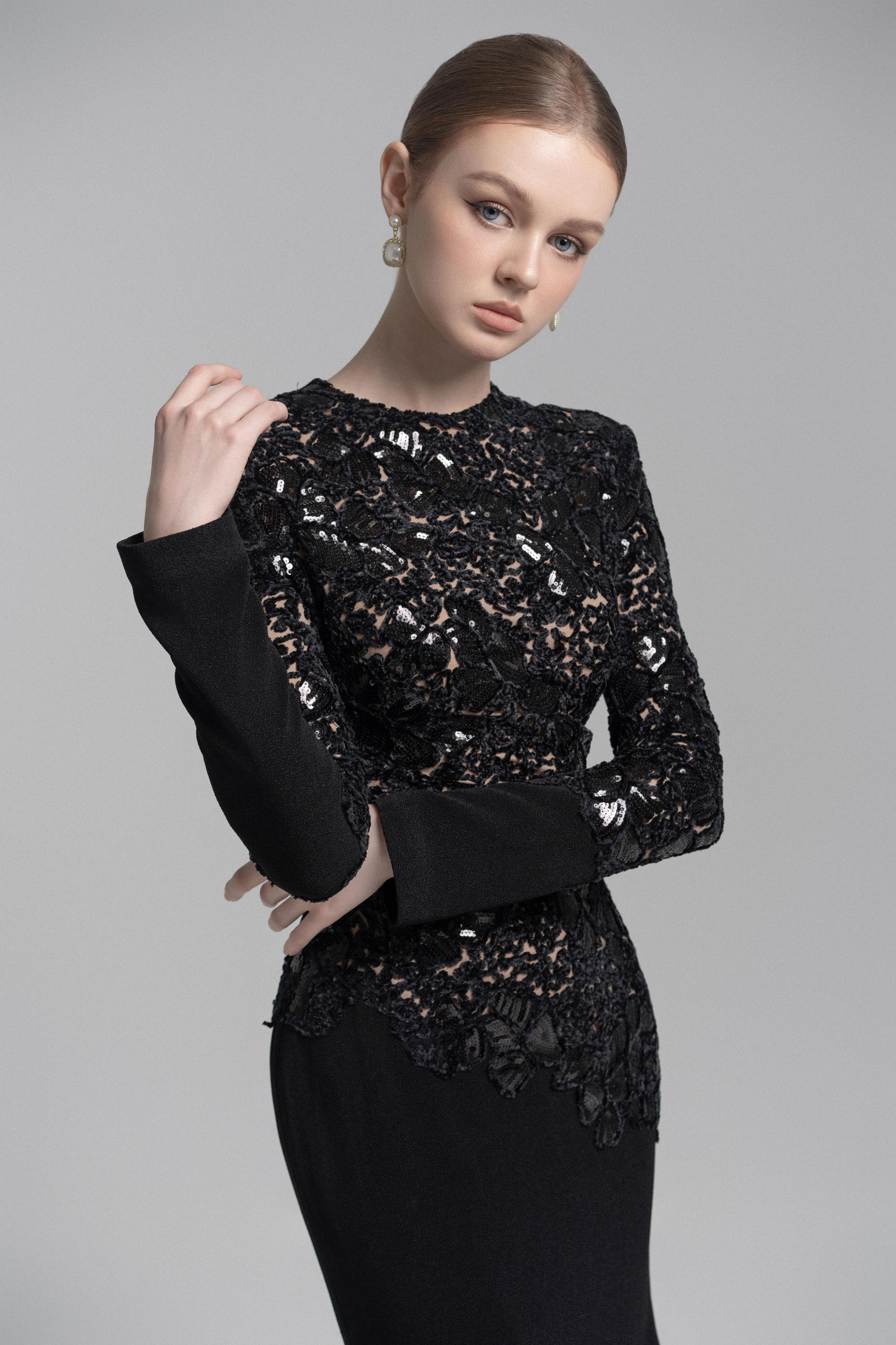 Black Celeste Lace Dress VL1003