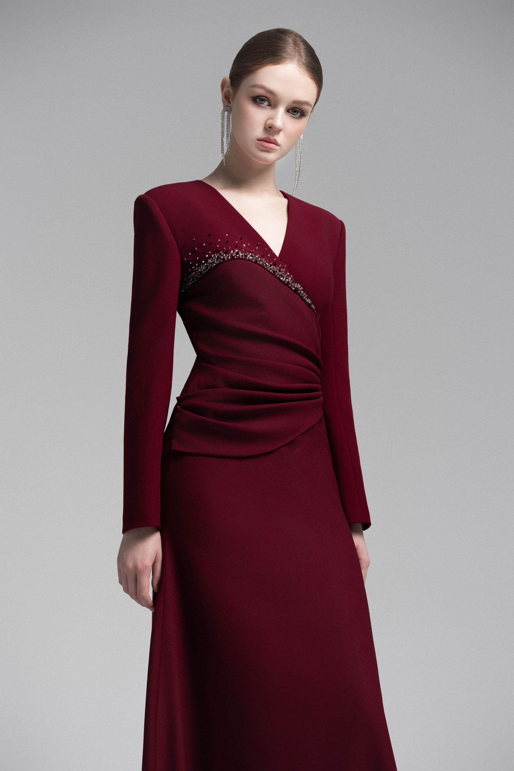 Asymmetrical Lapel Crystal Blazer Dress