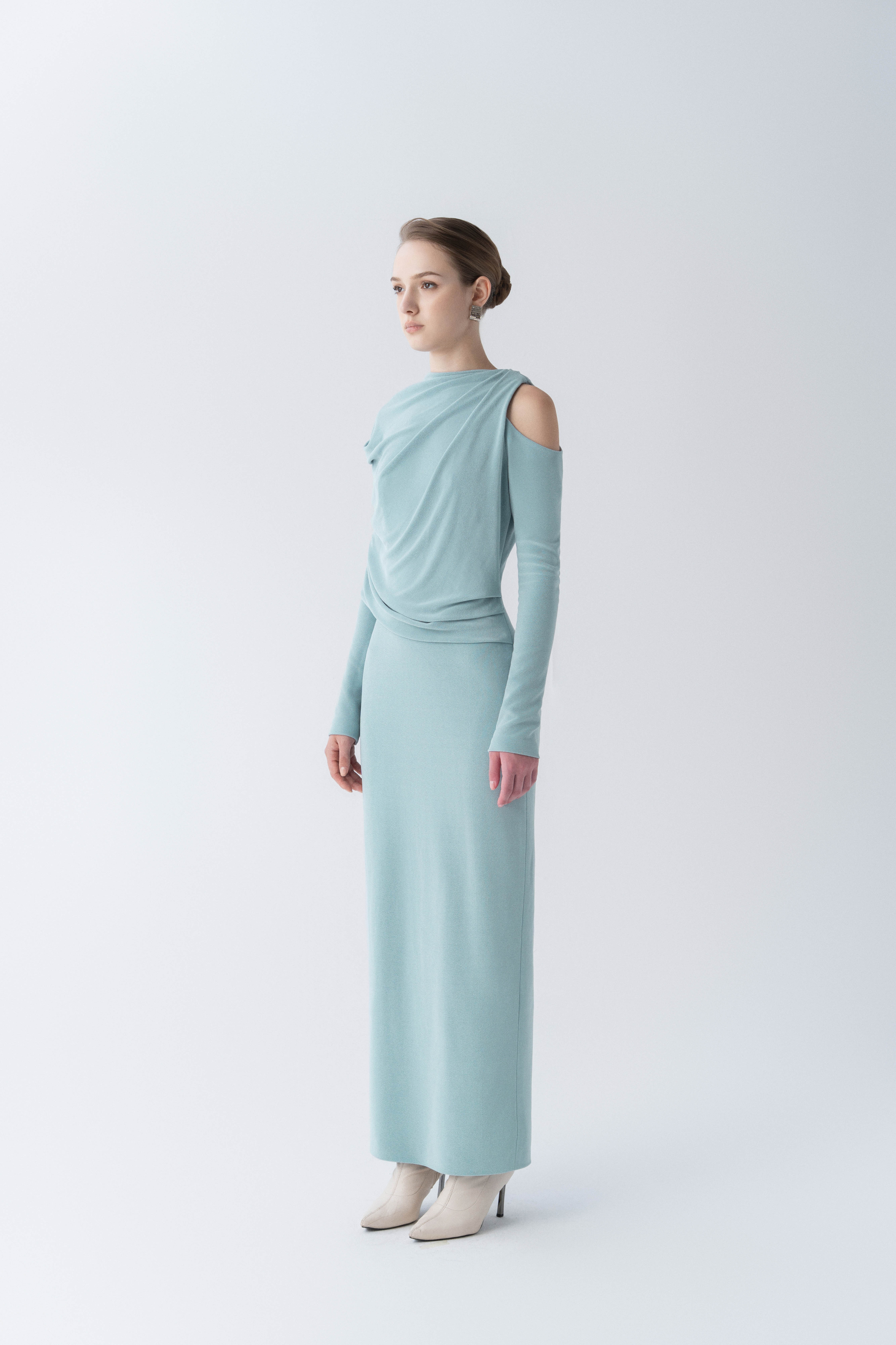 Asymmetry Whisper Midi Dress