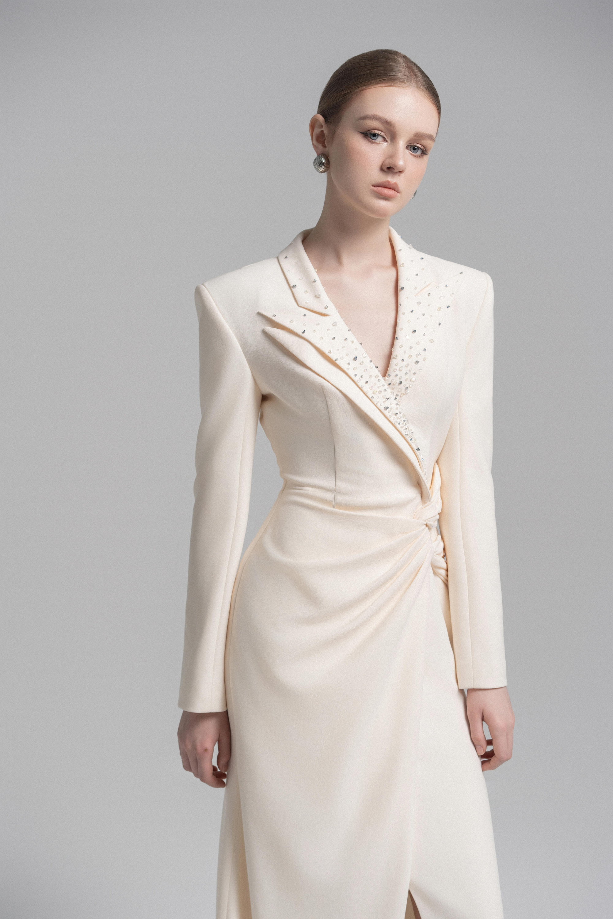 Chic Blazer Dress with Draping VL1017