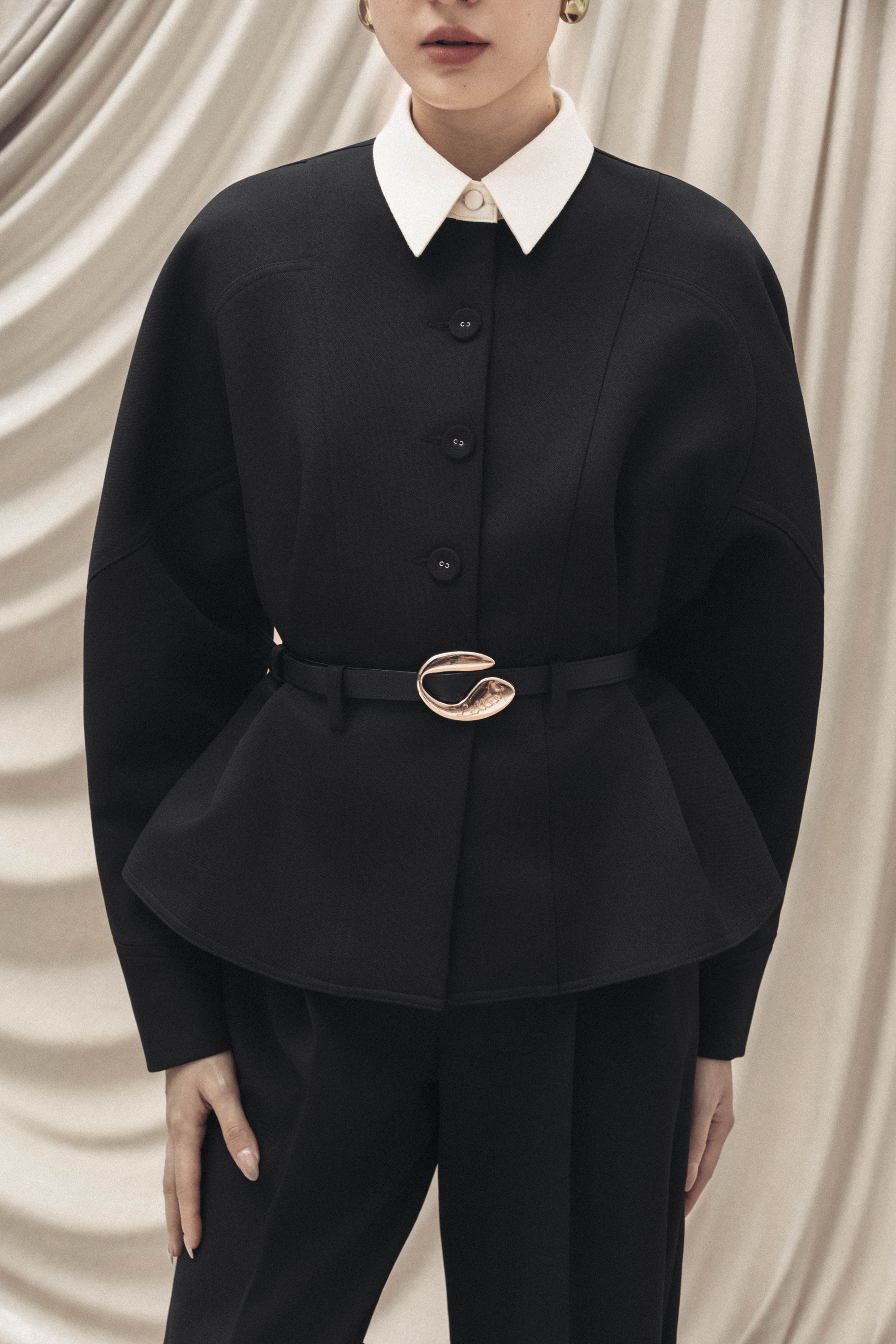 Quilted Structure Short Jacket in Black