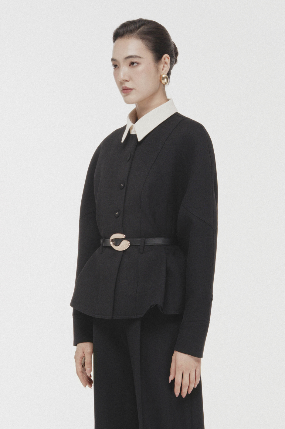 Quilted Structure Short Jacket in Black