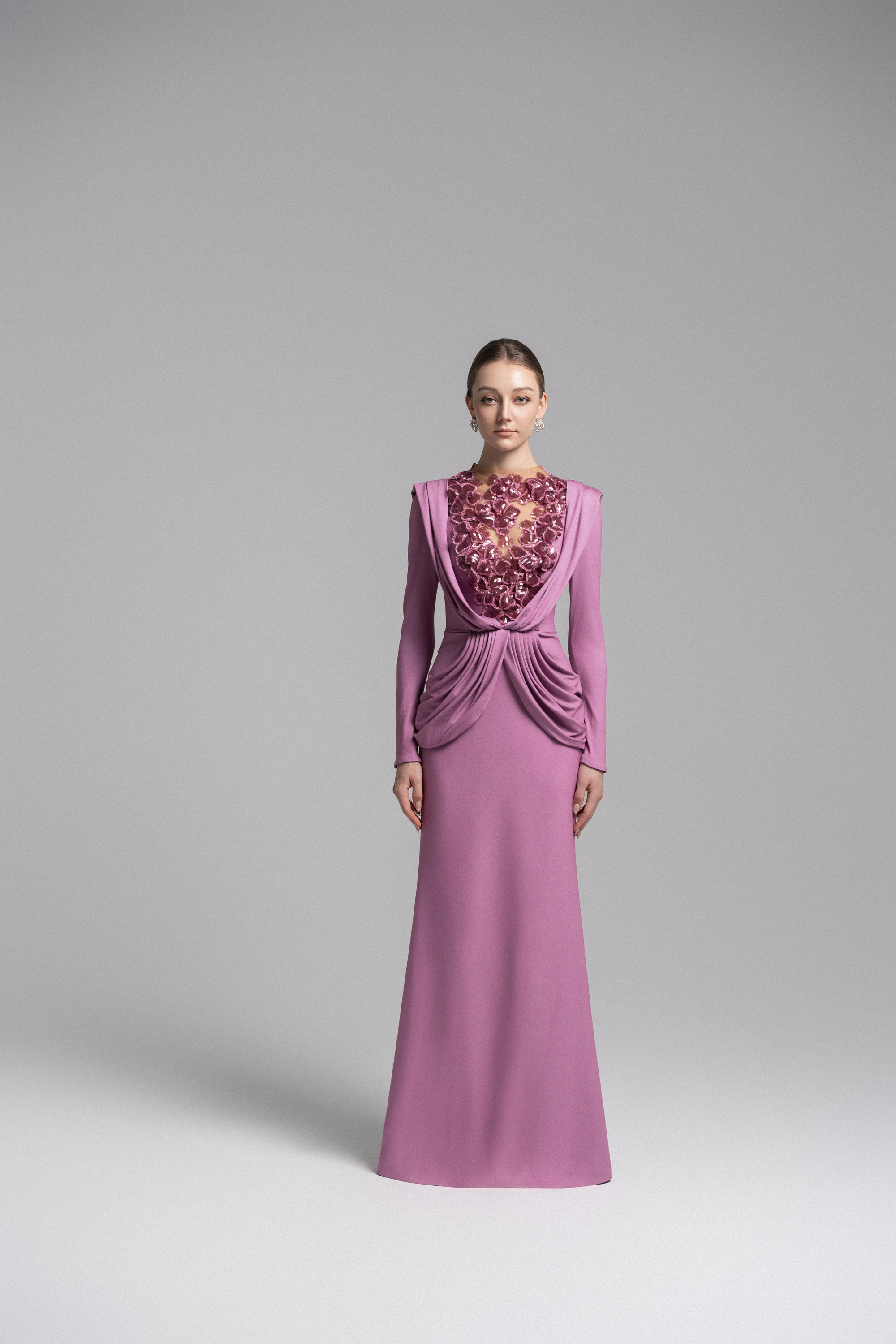 Ethereal Hooded Lace Evening Gown VL1015