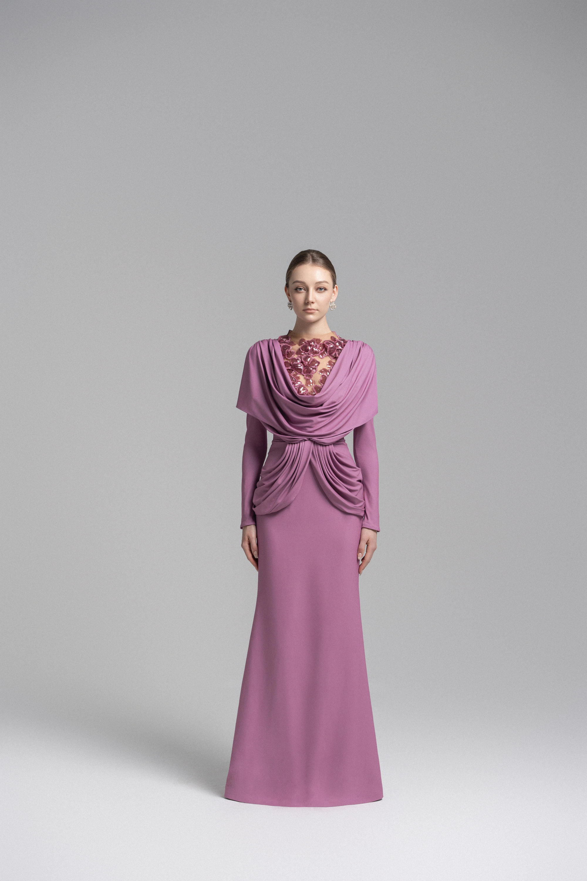 Ethereal Hooded Lace Evening Gown VL1015