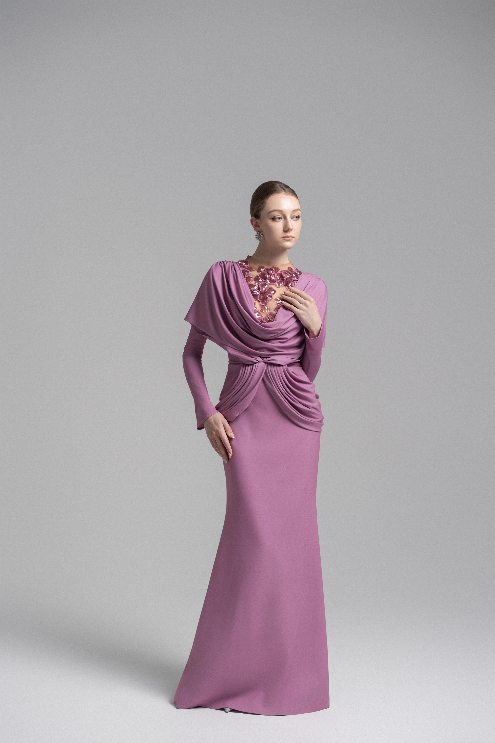 Ethereal Hooded Lace Evening Gown VL1015