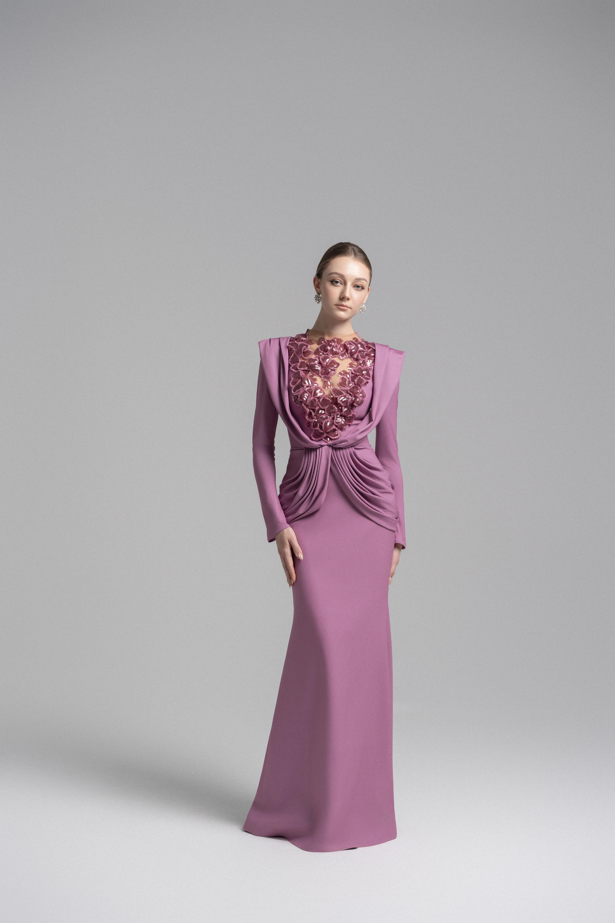 Ethereal Hooded Lace Evening Gown VL1015