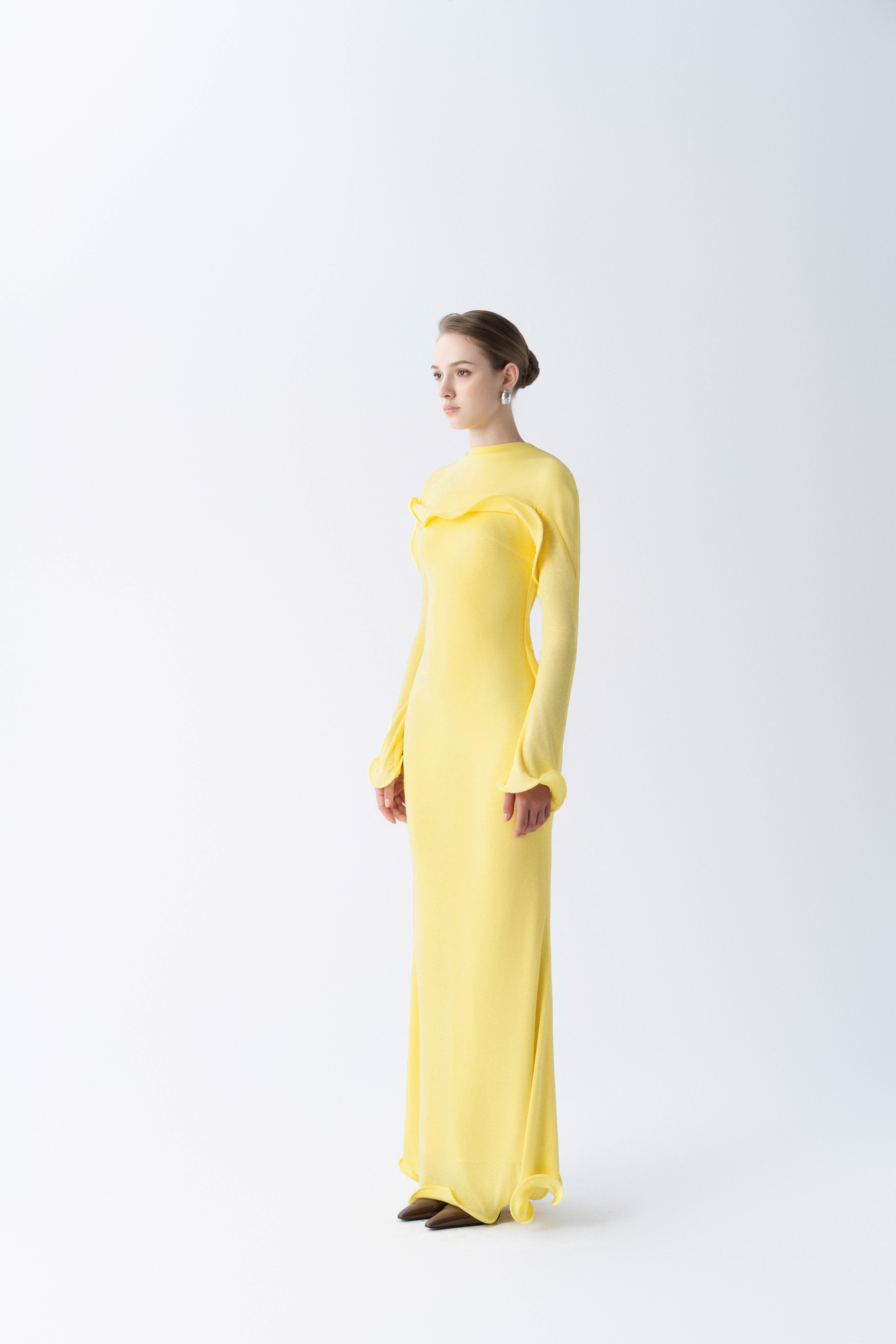 Cascade Ruffle Midi Dress