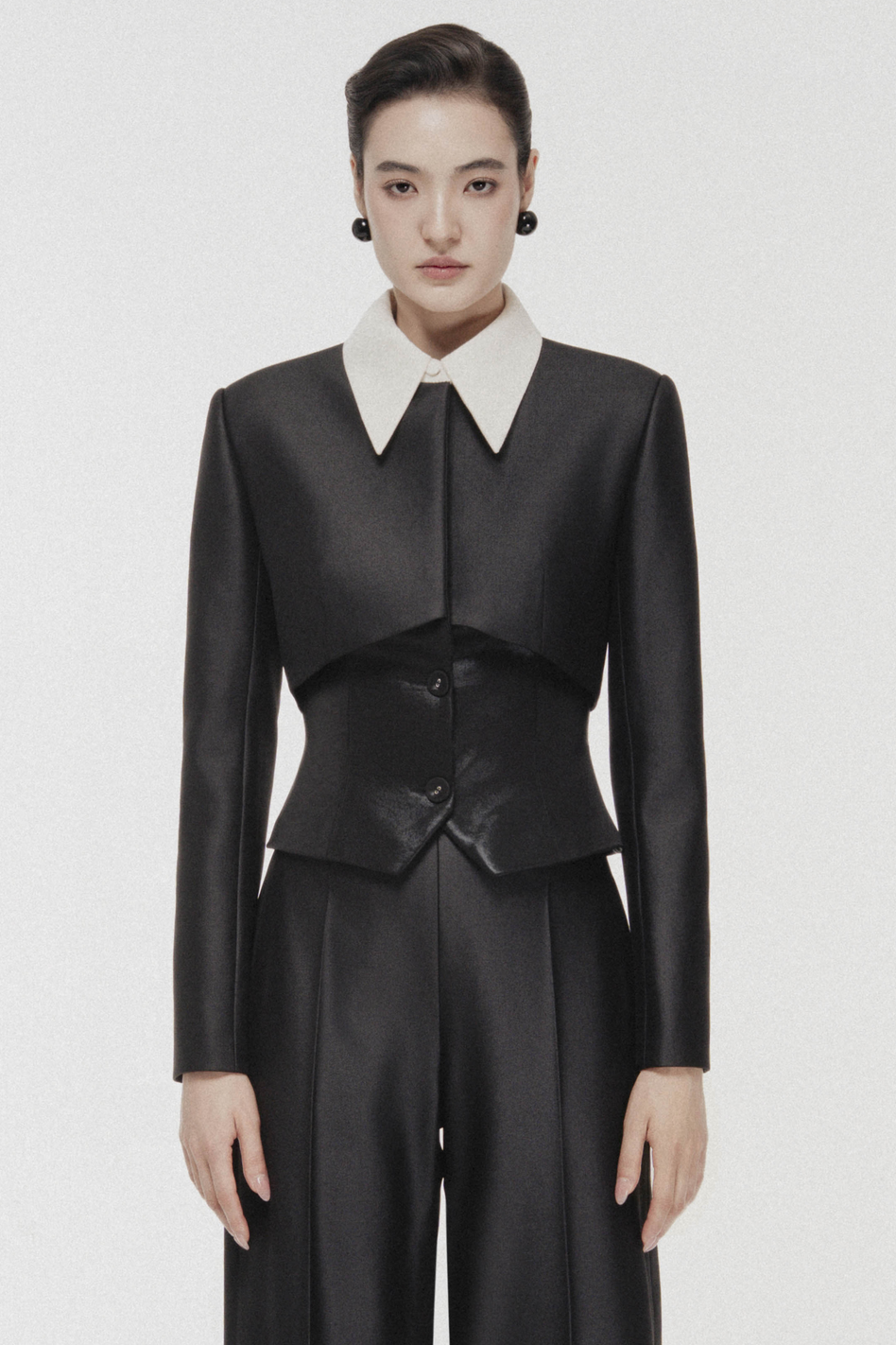 Layered Peter Pan Cropped Blazer