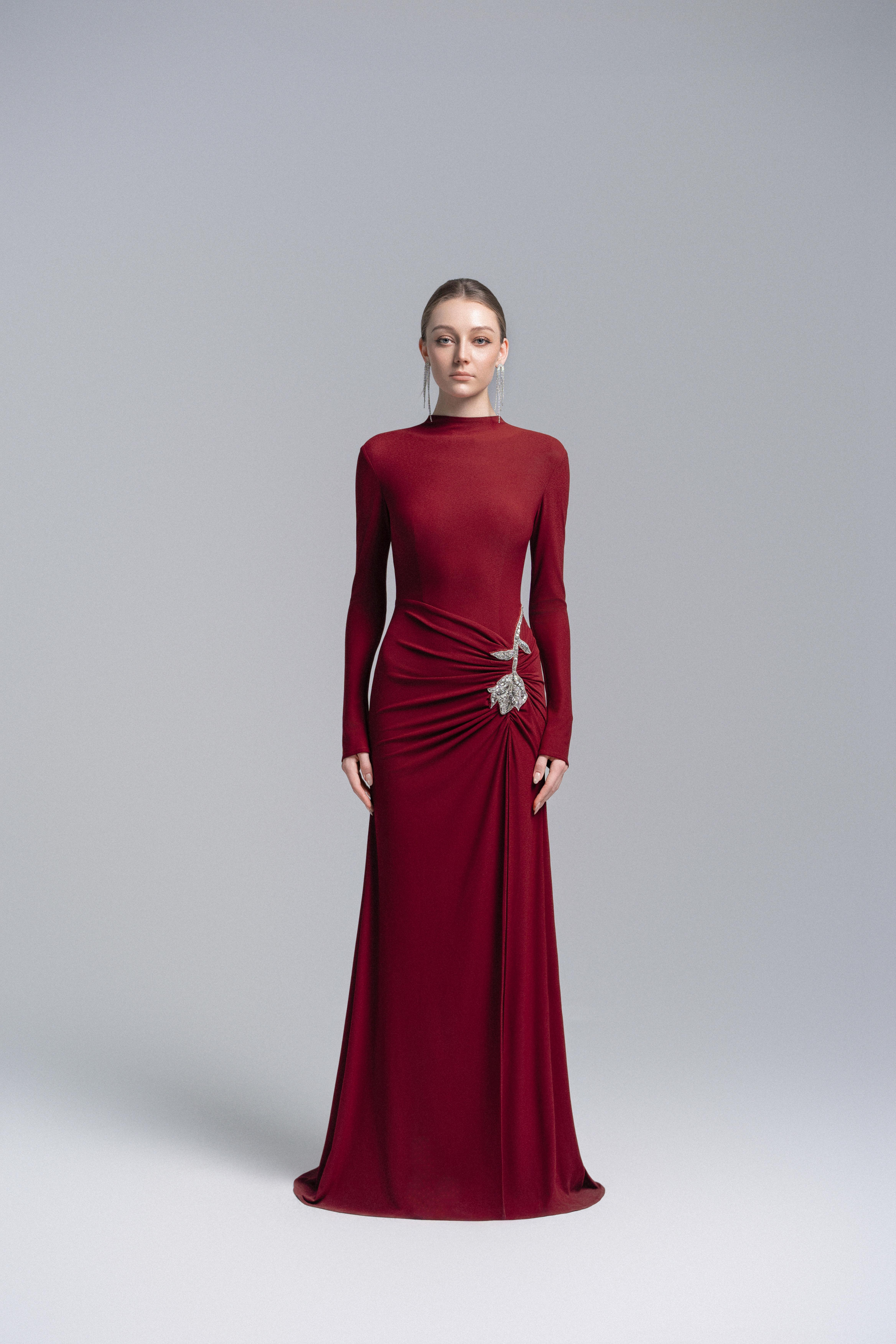 Elysian Bodice Mermaid Dress in Ruby