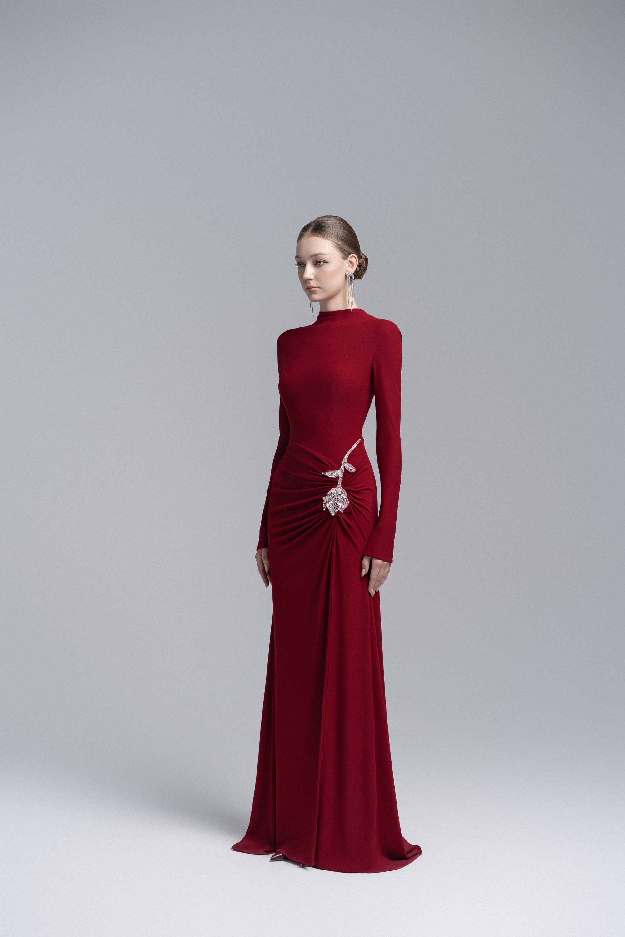 Elysian Bodice Mermaid Dress in Ruby