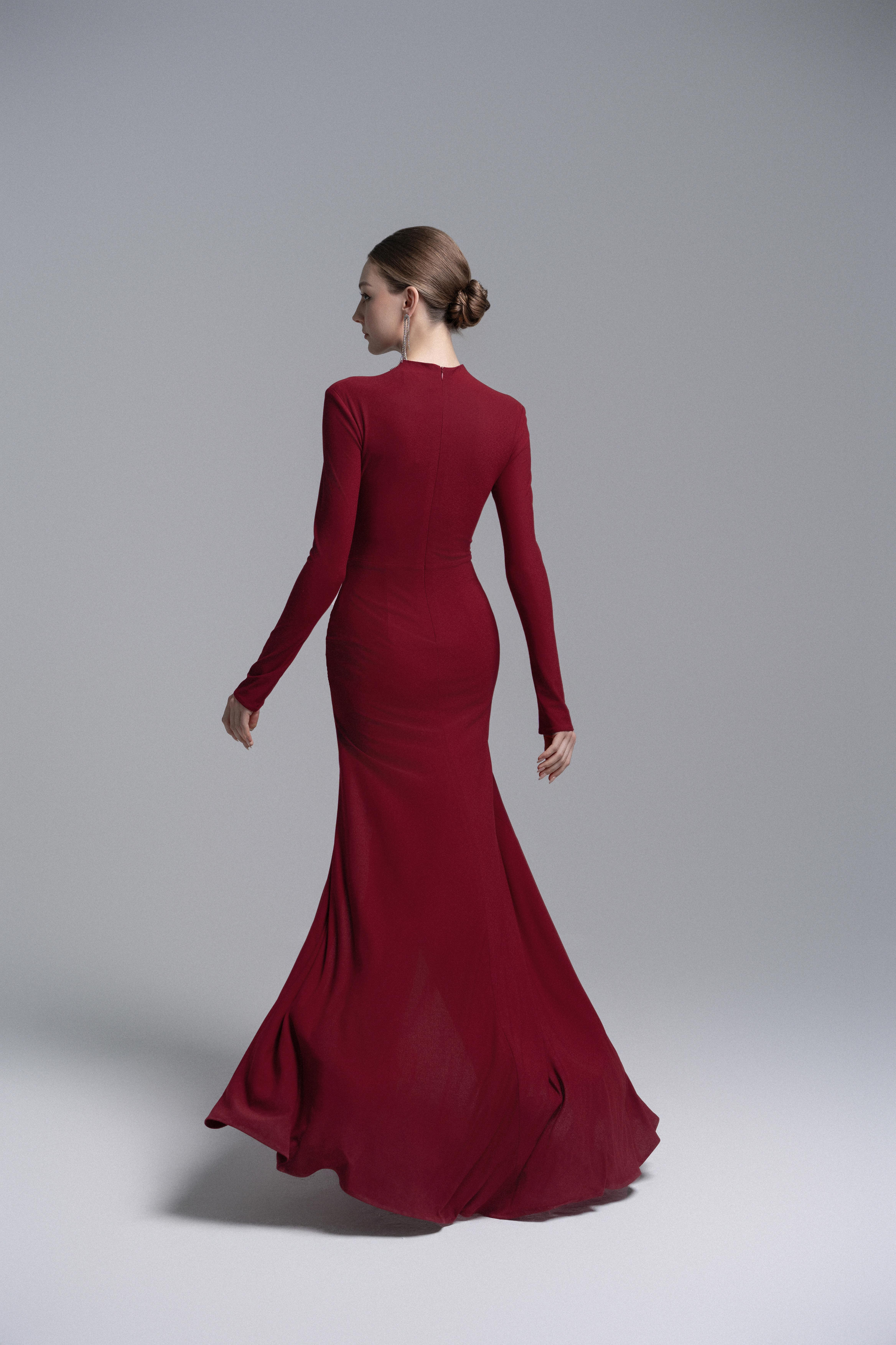 Elysian Bodice Mermaid Dress in Ruby