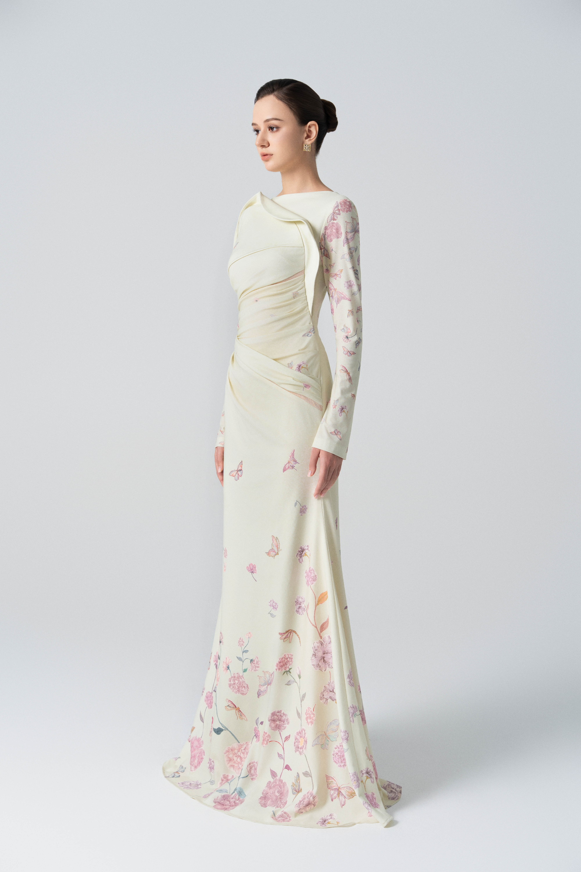 Morning Mist Fishtail Dress in Angel Wing