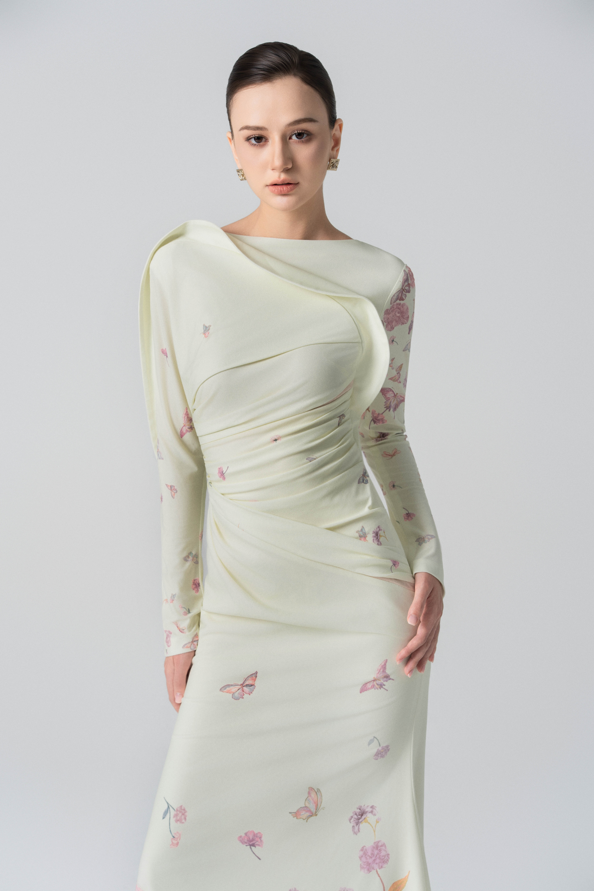 Morning Mist Fishtail Dress in Angel Wing