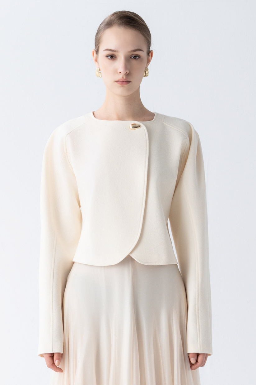 cream cropped jacket to wear over dress Ivory Cropped Jacket