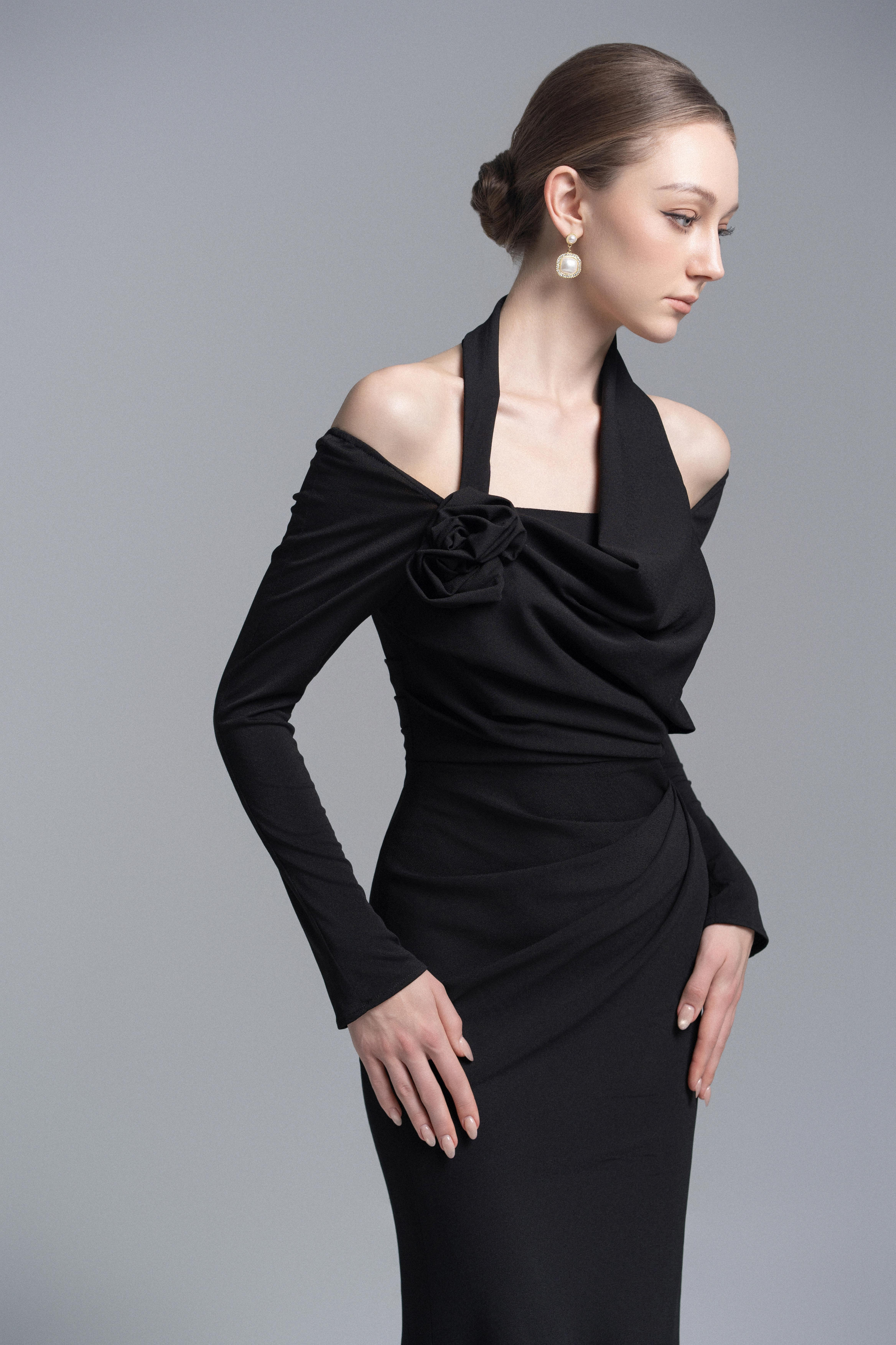 Seraphine Draped Floral Accent Dress