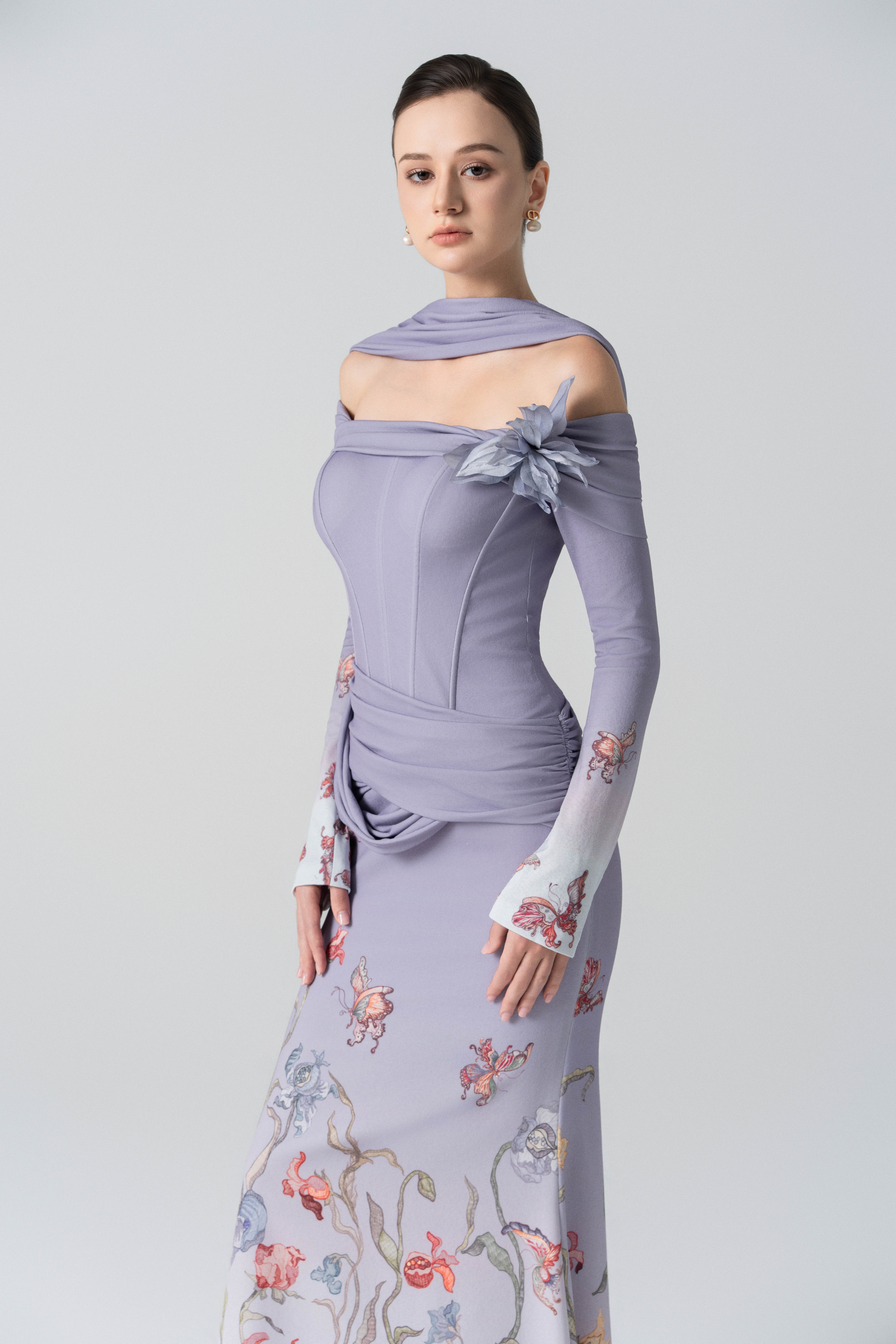 Blooming Grace Gown in Purple Ash Ombre