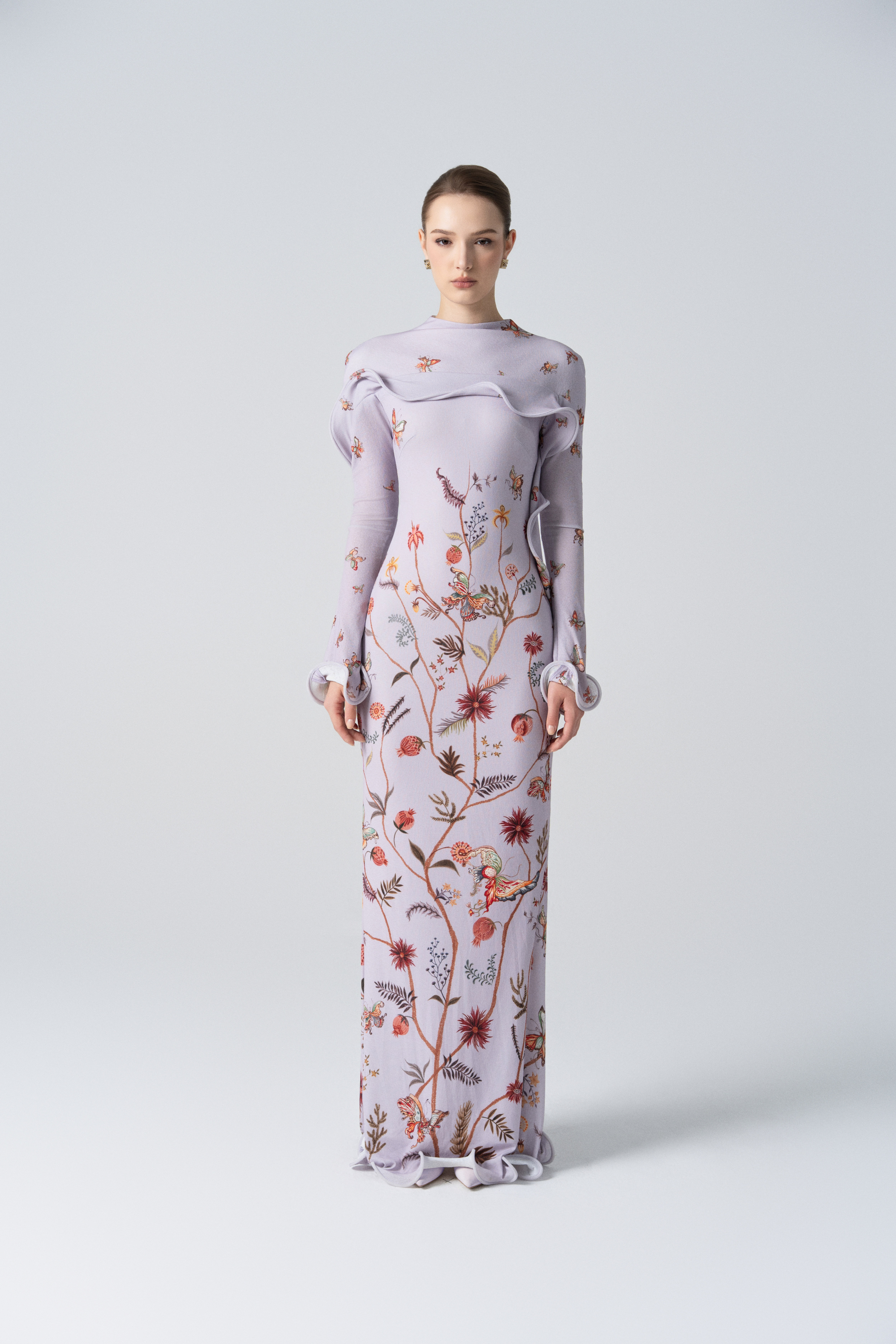 Starfall Bloom Fishtail Dress in Lavender Mittens