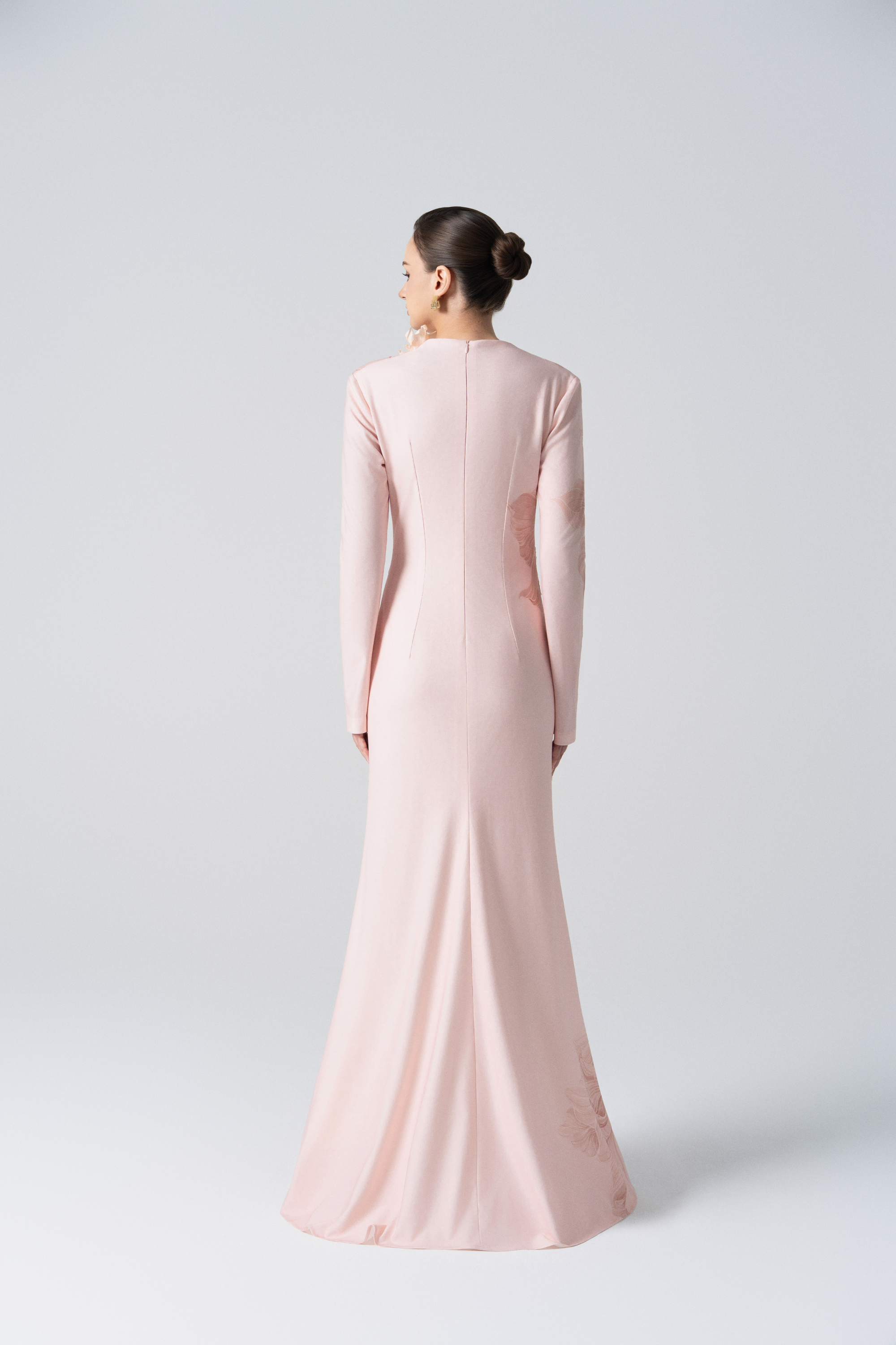 Blossom Drift Fishtail Gown in Almond Oil