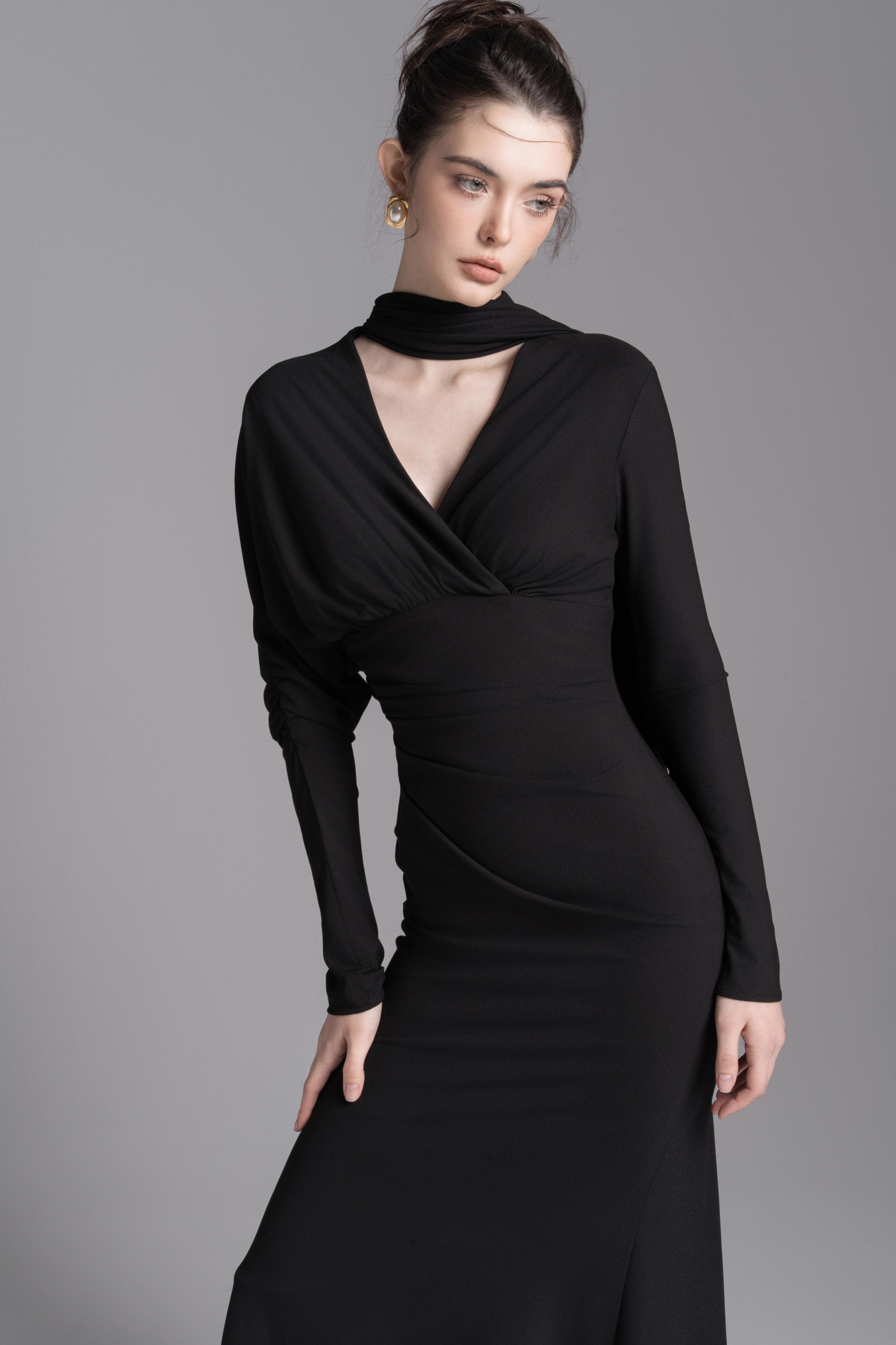 Whisper Trail Dress in Black