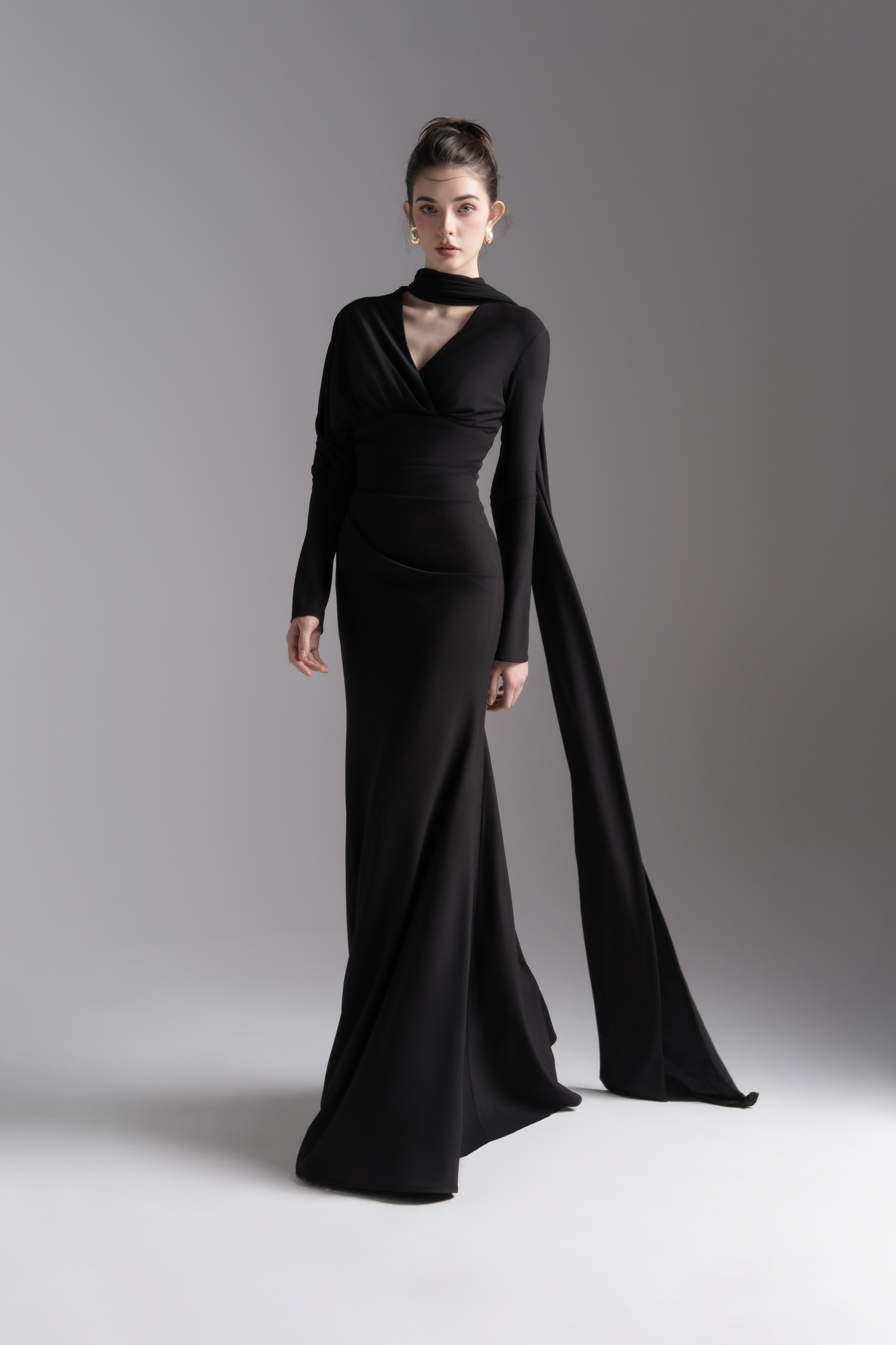 Whisper Trail Dress in Black