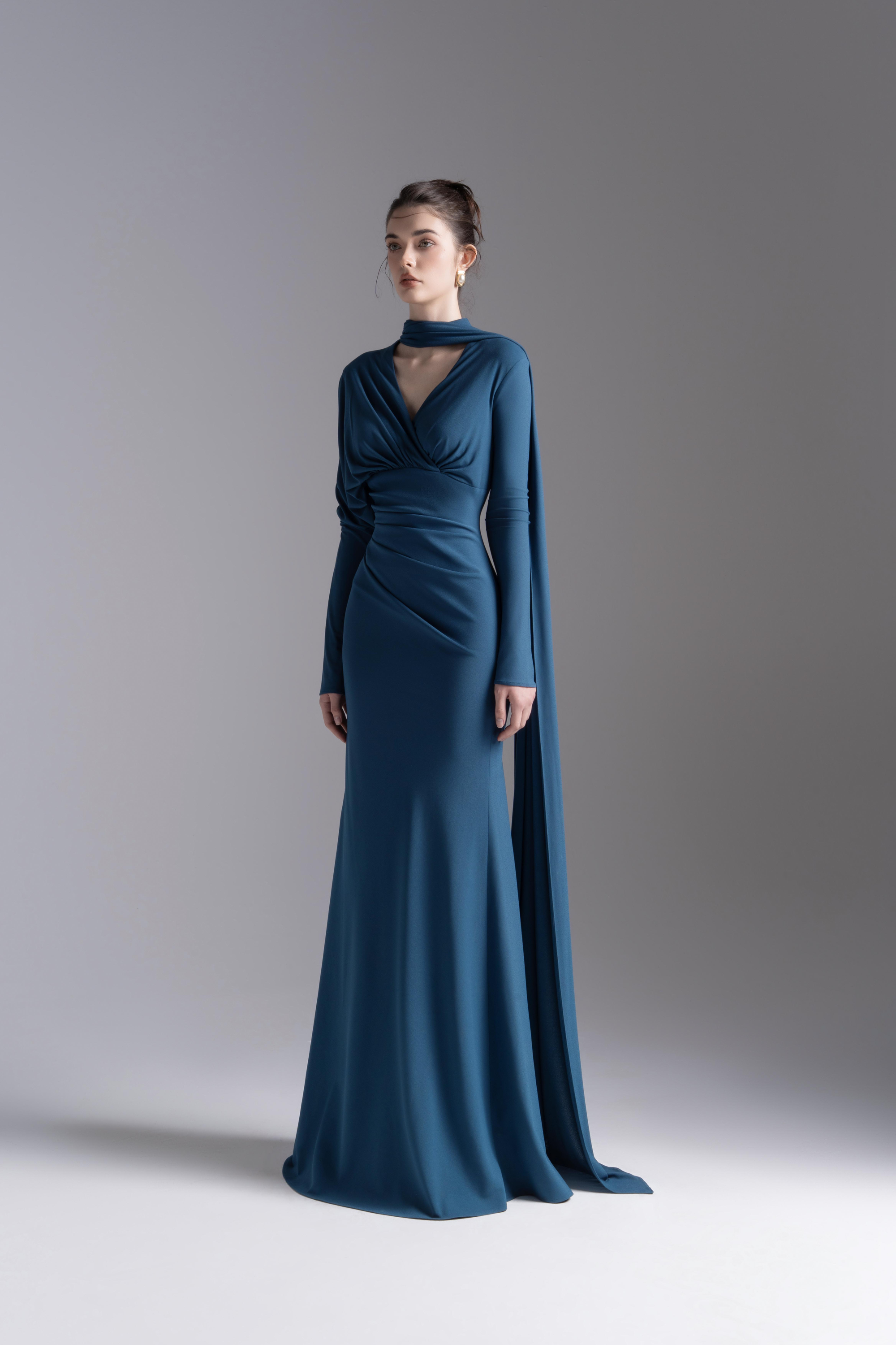 Whisper Trail Dress in Midnight Blue