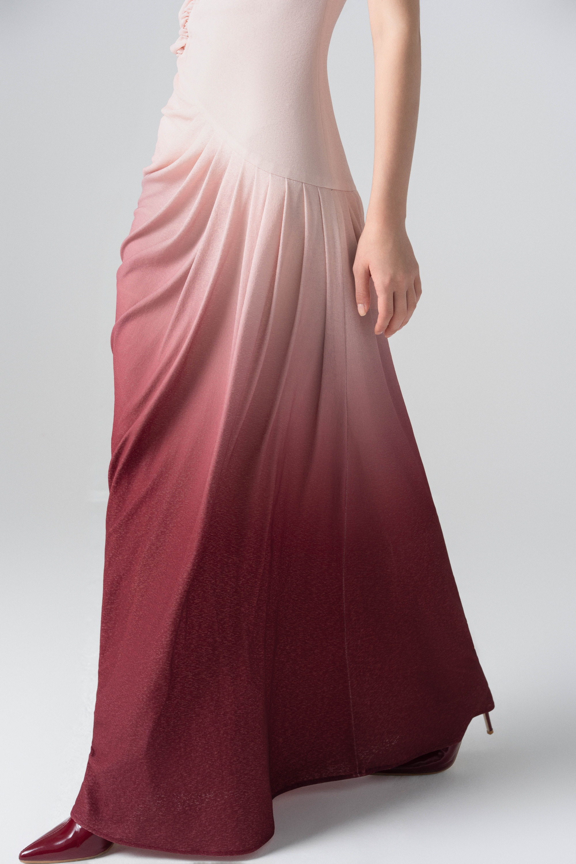 Blush Horizon Midi Ombre Dress in Pale Peach