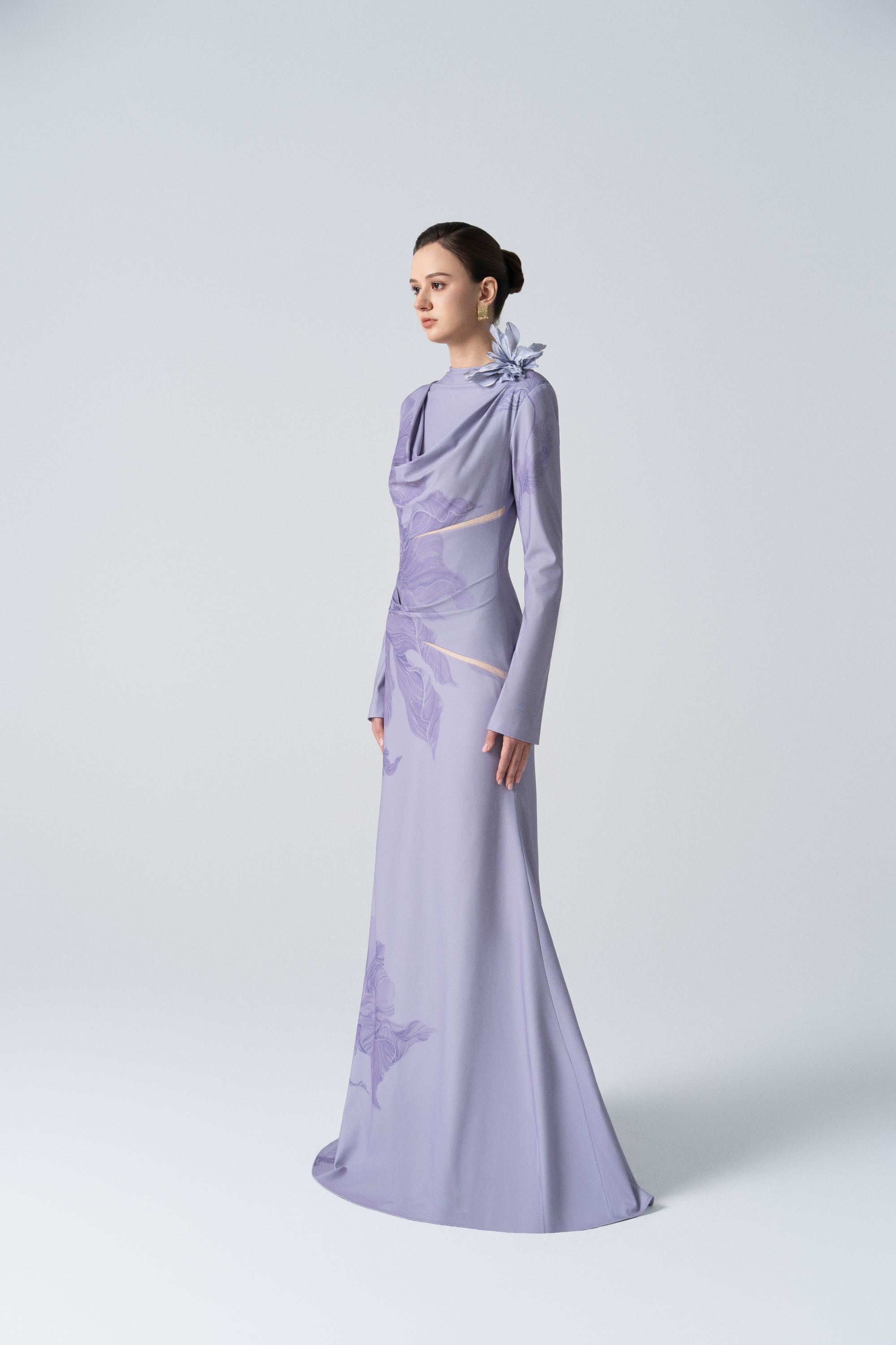 Blossom Drift Fishtail Gown in Almond Oil